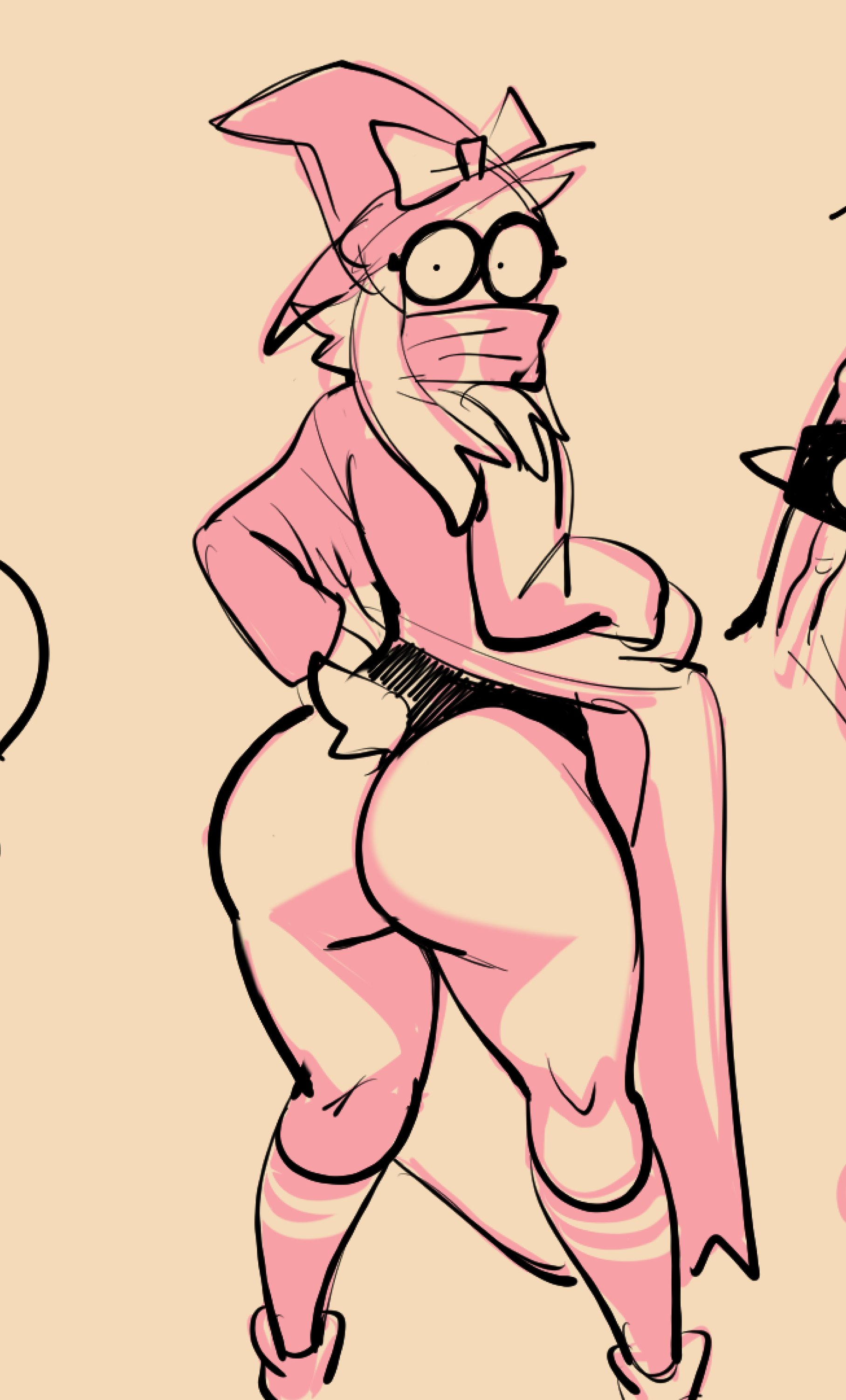 anthro, ass focus, big ass, bubble butt, dat ass, deltarune, femboy, fur, furry, glasses, goat, goat boy, goat humanoid, horns, huge ass, male, male only, paulpla, ralsei, scarf, solo male, suprised, tagme, tail, wizard hat