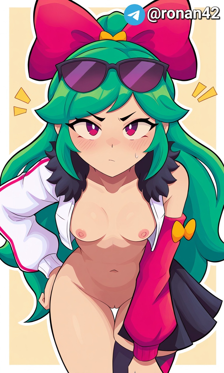 ai generated, brawl stars, breasts, female, looking at viewer, melodie (brawl stars), pussy, ronan42