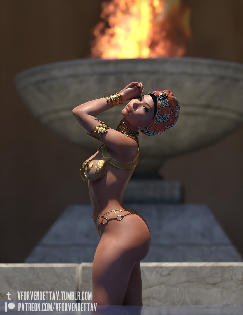 2018, 3d, ass, big ass, big breasts, black hair, black skin, blender, breasts, celebrity, dark skin, dark-skinned female, egyptian, eyebrows, eyelashes, female, female only, highres, hijab, milf, model, nicki minaj, realistic, redbone, render, tattoo, vforvendettav