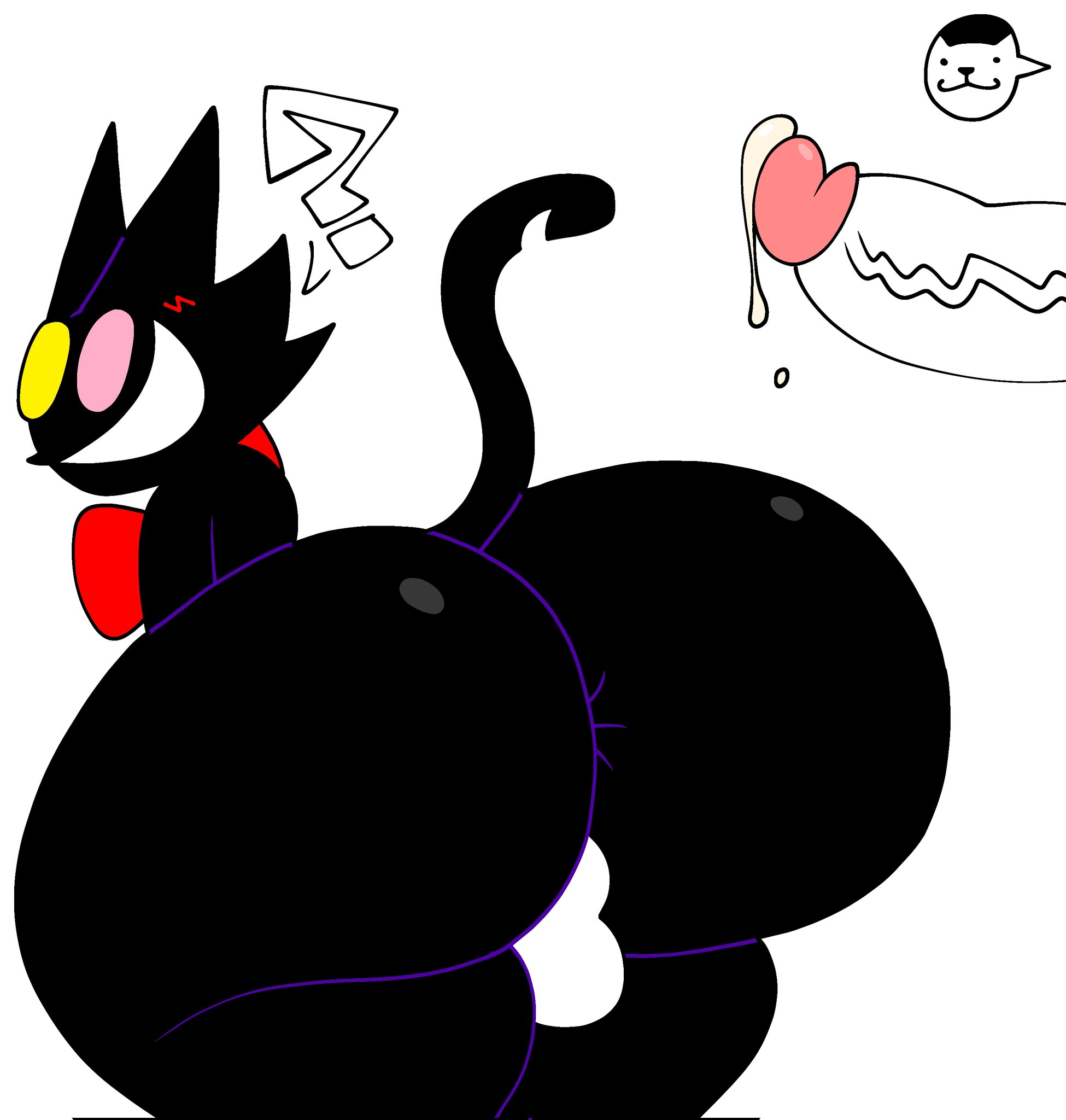 1boy, annoying dog (undertale), ass, backsack, balls, big ass, big ass (male), cat mike (deltarune), deltarune, looking back, lucaslora, male focus, mike (deltarune), penis, pluey (deltarune), precum, thick thighs, thighs, undertale (series)