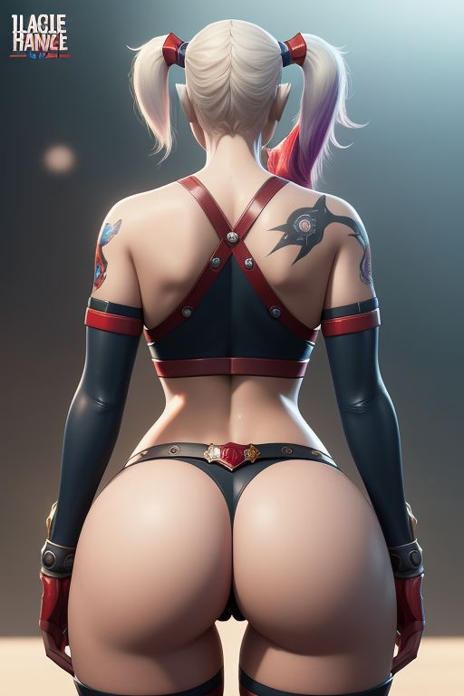 ai_generated ass_focus back_view big_ass dc dc_comics dyed_hair from_behind harleen_quinzel harley_quinn perchance_ai pink_hair revealing_clothes slim_waist tattoo twintails two_tone_hair unseen_female_face villainess white_hair wide_hips