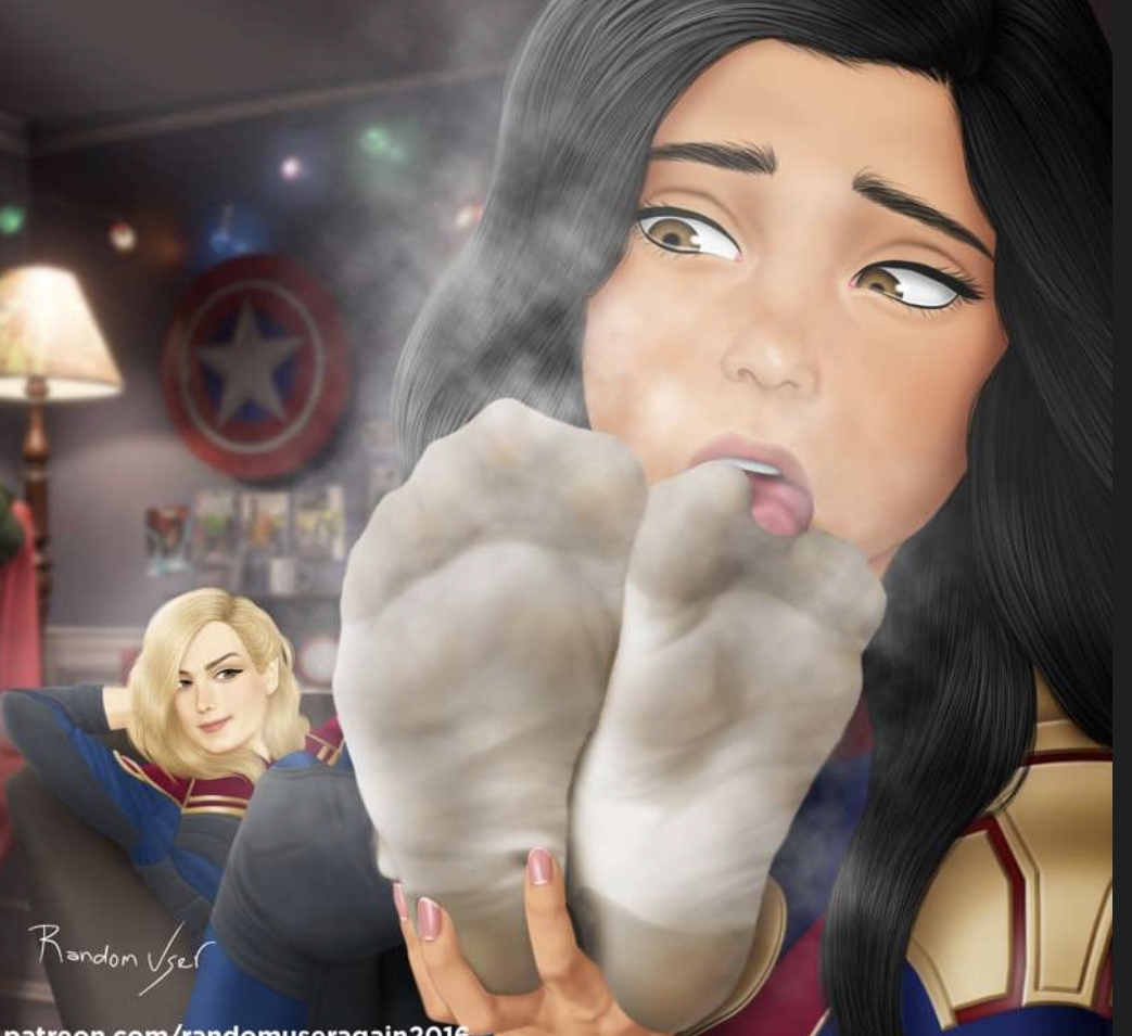 blonde_hair brie_larson captain_marvel captain_marvel_(movie) carol_danvers dark-skinned_female dirty_feet dirty_soles feet foot_fetish humiliation humiliation_fetish iman_vellani kamala_khan light-skinned_female long_hair marvel marvel_cinematic_universe marvel_comics ms._marvel socks sucking sucking_feet superhero superheroine yuri