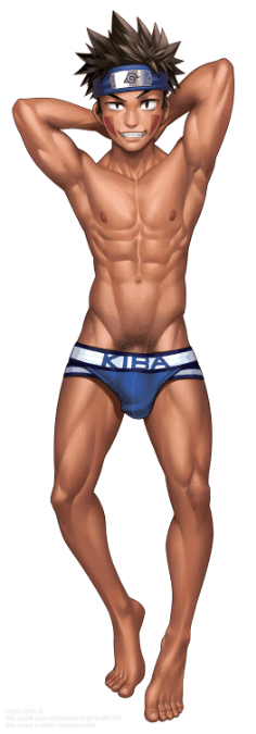 1boy, abs, animated, armpits, arms behind head, balls, big penis, blue underwear, boner, bulge, erection, facial mark, fangs, flaccid, forehead protector, full body, gay, gay male, homri, huge balls, huge cock, human, inuzuka kiba, male, male only, muscles, naruto, naruto (series), nipples, nude, partially clothed, pecs, penis, solo, testicles, underwear, veiny penis, yaoi