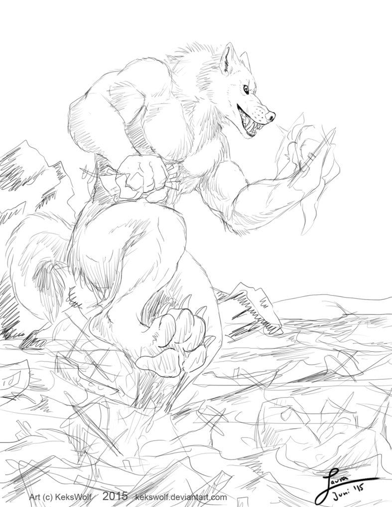 2015 4_toes anthro anthro_only balls canine claws cliff destruction evil_grin fur furry hindpaw holding_object kekswolf macro male mammal monochrome no_humans nude on_one_leg open_mouth partially_submerged pawpads paws rohrkrepierer88 sea sharp_teeth ship signature sketch smile solo standing stomping teeth toe_claws toes url vehicle water were werewolf wolf