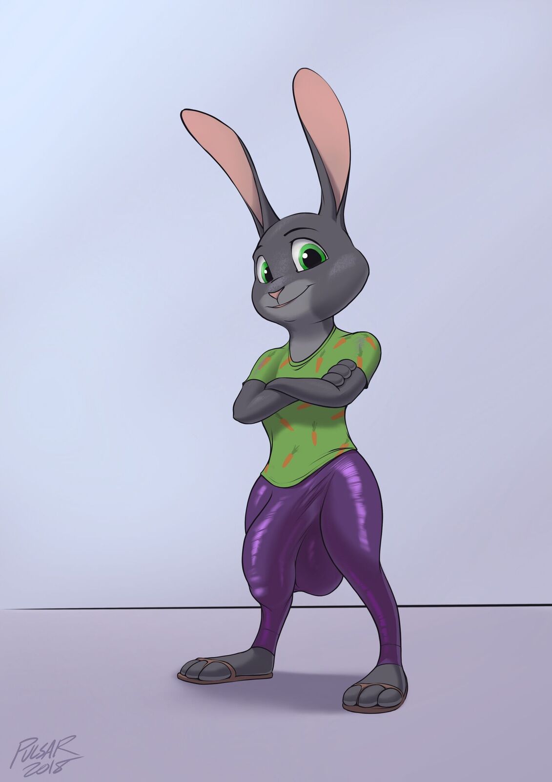 2018 anthro bulge clothed clothing flaccid furry hyper lagomorph lawrence_(character) looking_at_viewer male male_only mammal penis penis_outline pulsar rabbit solo tagme