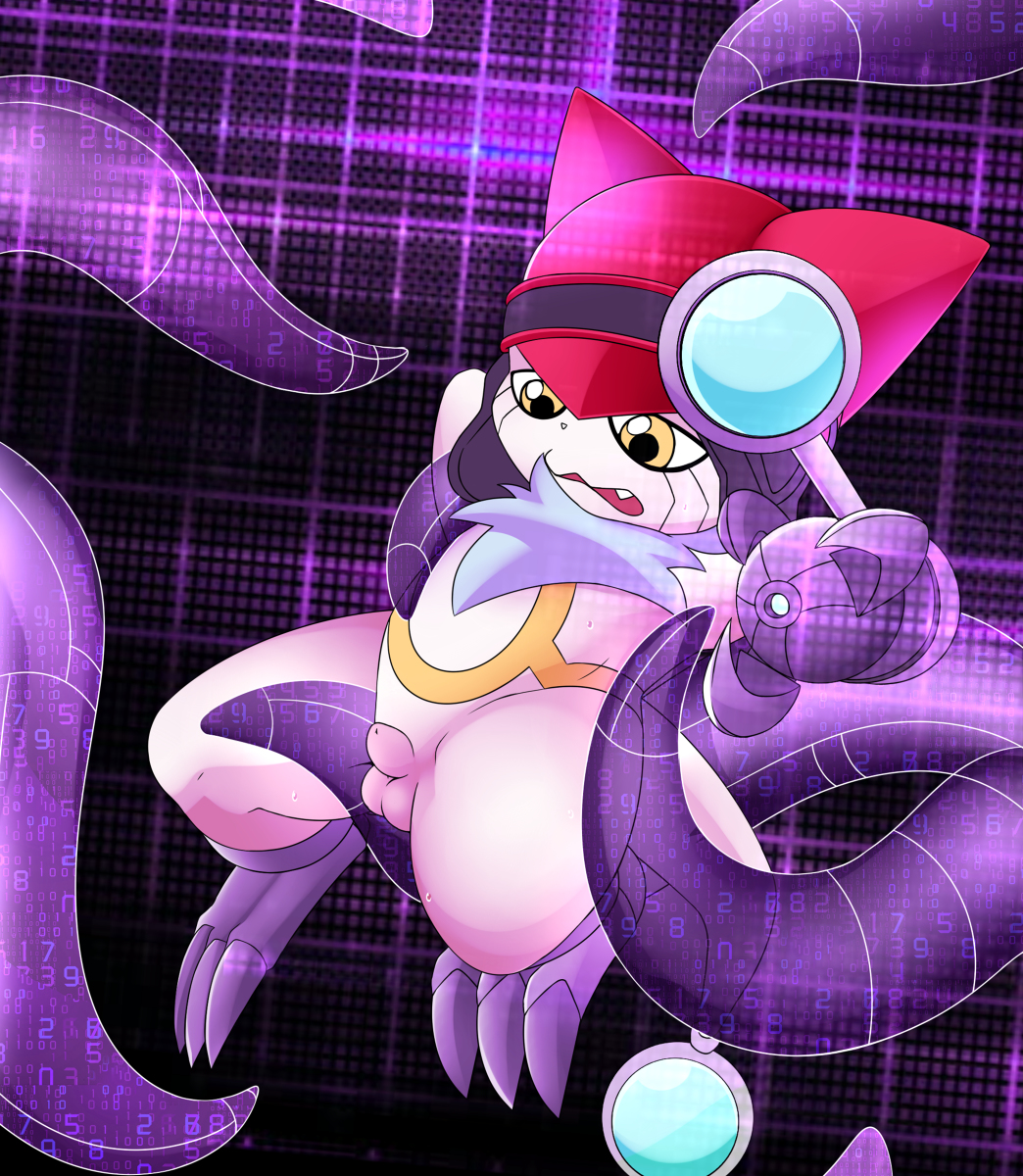 appmon_(species) balls digimon digimon_universe:_appli_monsters digital_media_(artwork) fur gatchmon lucaspsi male male_only open_mouth penis solo tentacle