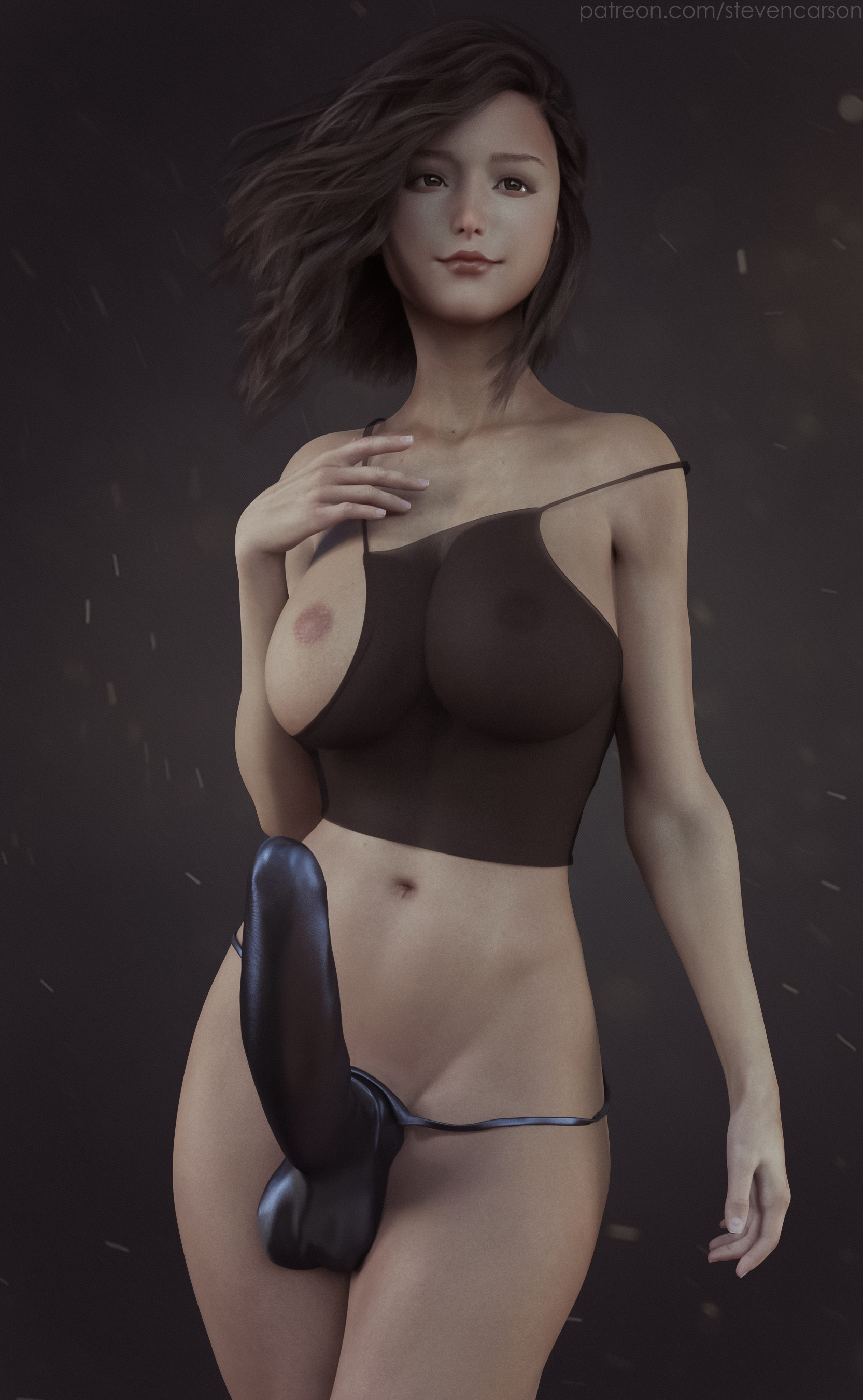1futa, 3d, areolae, balls, balls bulge, balls in panties, balls under clothes, breasts, bulge, cameltail, cock sleeve (clothes), curvy, erect nipples, erection, erection in panties, erection under clothes, futa only, futanari, huge breasts, huge penis, impossible clothes, intersex, nipples, panties, panty bulge, pei (stevencarson), penis, penis bulge, penis in panties, penis under clothes, realistic, see-through, see-through clothing, see-through top, solo futa, stevencarson, tenting, testicles, wide hips