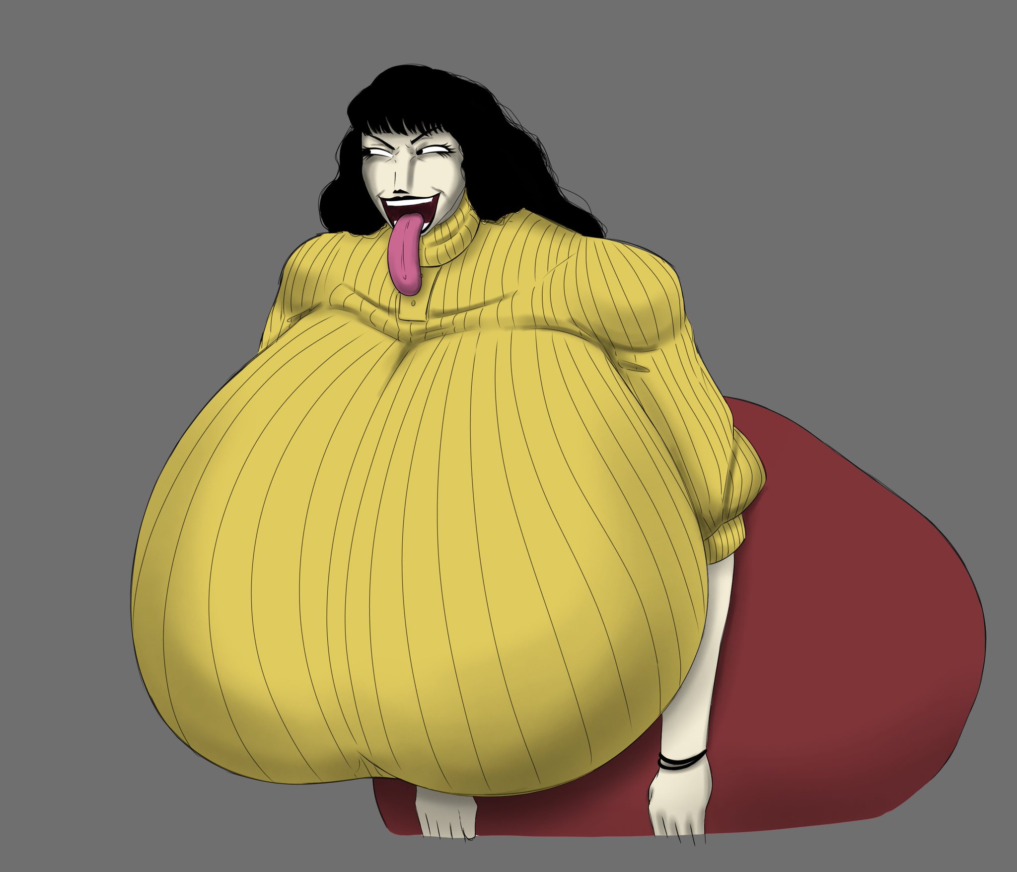 1girls, ass bigger than head, big ass, big breasts, big tongue, breasts bigger than head, clothed, clothing, dark hair, fat ass, gigantic ass, gigantic breasts, huge ass, huge breasts, large breasts, massive ass, massive breasts, meme, meme reference, rosemary walten, round ass, secca (artist), sekkabfg, the walten files, thick thighs, thighhighs, thighs, tongue, tongue out, zamn, zamn!