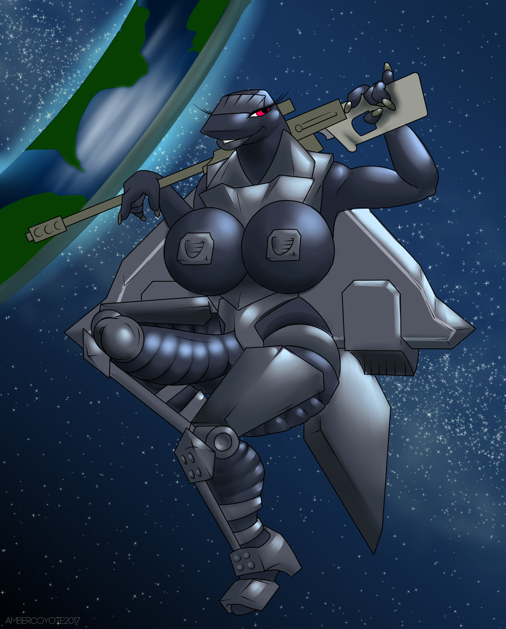 1futa aircraft ambercoyote anthro anthrofied armor balls big_breasts big_penis breasts digital_media_(artwork) erection futanari galaxy gun halo herm holding_object holding_weapon huge_breasts humanoid_penis intersex living_aircraft living_machine looking_at_viewer machine muscular nipples nude penis planet ranged_weapon rifle smile sniper_rifle solo space star weapon wings