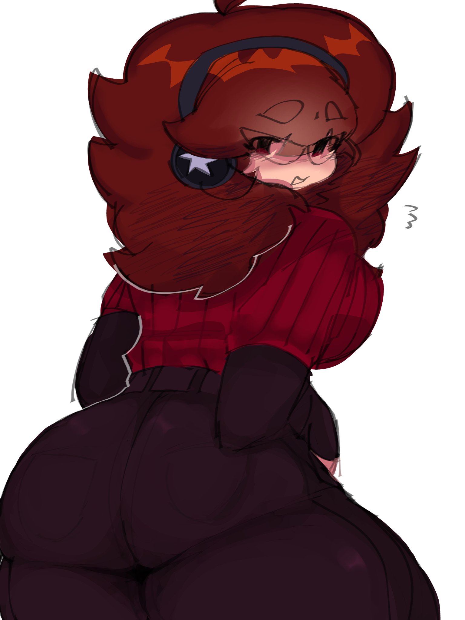1girls, auburn hair, clothed, female, friday night funkin, friday night funkin mod, girlfriend (friday night funkin), glasses, huge ass, megane, rerun gf, suggestive