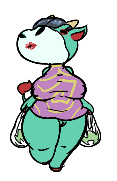 2016 animal_crossing anthro barefoot big_breasts biped black_eyes blue_pussy bottomless bovine breasts cattle clothed clothing cooltime-fooltime cyan_body cyan_tail empty_eyes eyelashes female front_view full-length_portrait grey_hair grocery_bag hair holding_object horn lipstick looking_up makeup mammal mascara muzzle_(marking) naomi_(animal_crossing) nintendo nipple_bulge on_one_leg pink_clothing plastic_bag portrait pussy red_hooves red_lipstick red_tail shirt shortstack simple_background snout solo standing tail_tuft tan_horn thick_thighs tuft two_tone_body two_tone_tail video_games walking white_background white_body