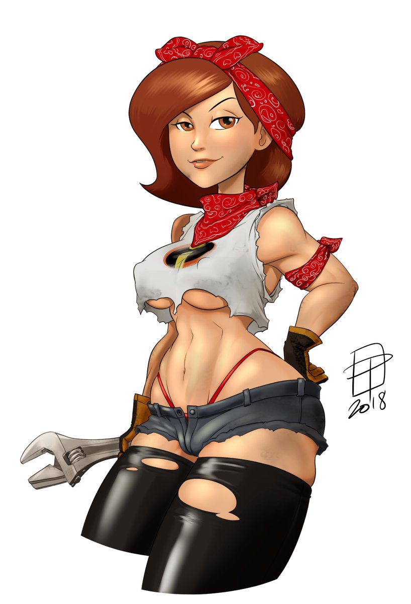ass, breasts, callmepo, clothed, costume, curvy, disney, elastigirl, female, gloves, helen parr, huge ass, huge butt, large breasts, milf, pixar, plump, short hair, smooth skin, solo, the incredibles, thick thighs, thigh highs, wide hips