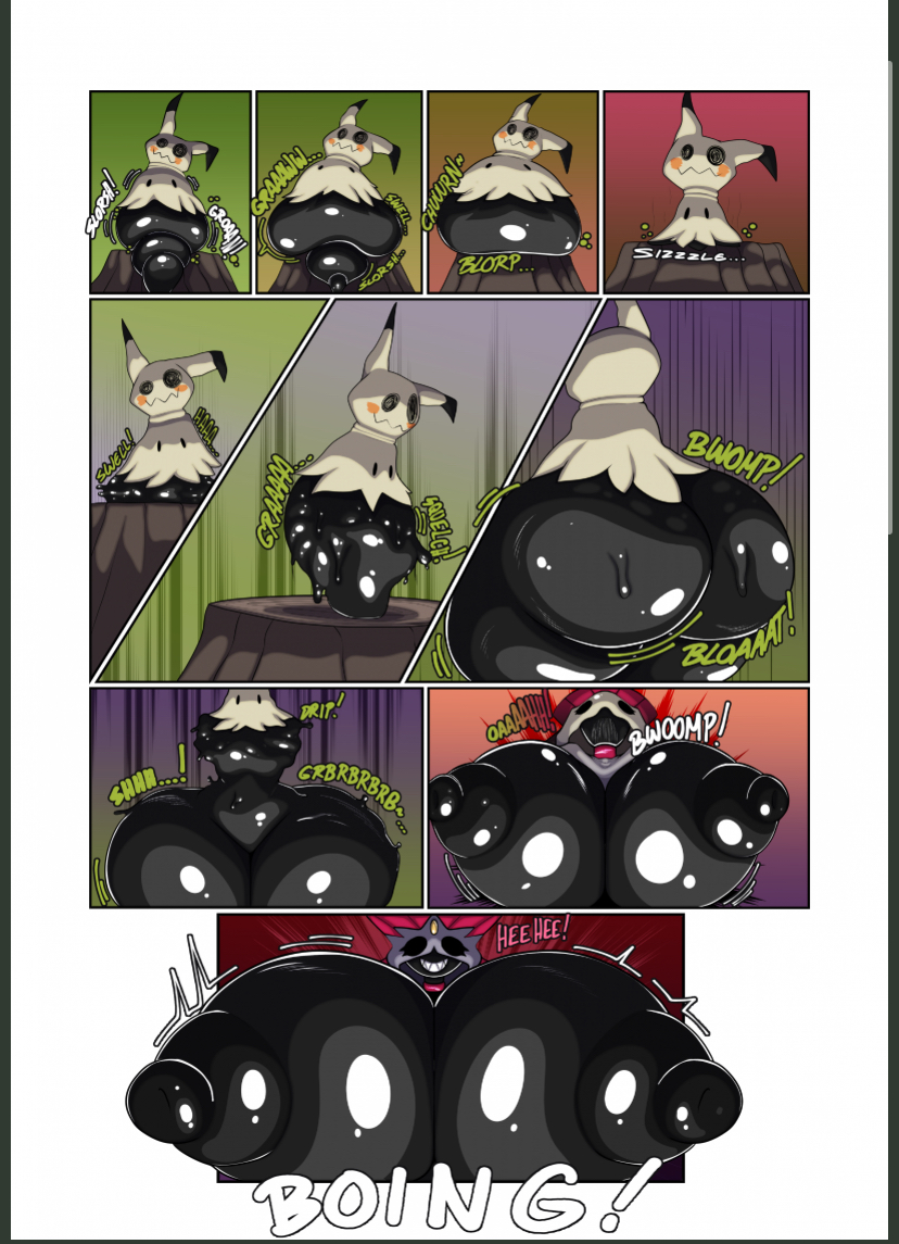 absorption, absorption vore, ass expansion, attribute theft, big breasts, big nipples, breast expansion, breast growth, breast growth (enlargement), breasts, breasts bigger than head, butt expansion, cornchip21, female, female only, huge breasts, huge nipples, identity theft, mimikyu, nintendo, pokemon (species), pokemon gsc, pokemon sm, replacement, thick thighs, transformation, vore, weavile, wide hips
