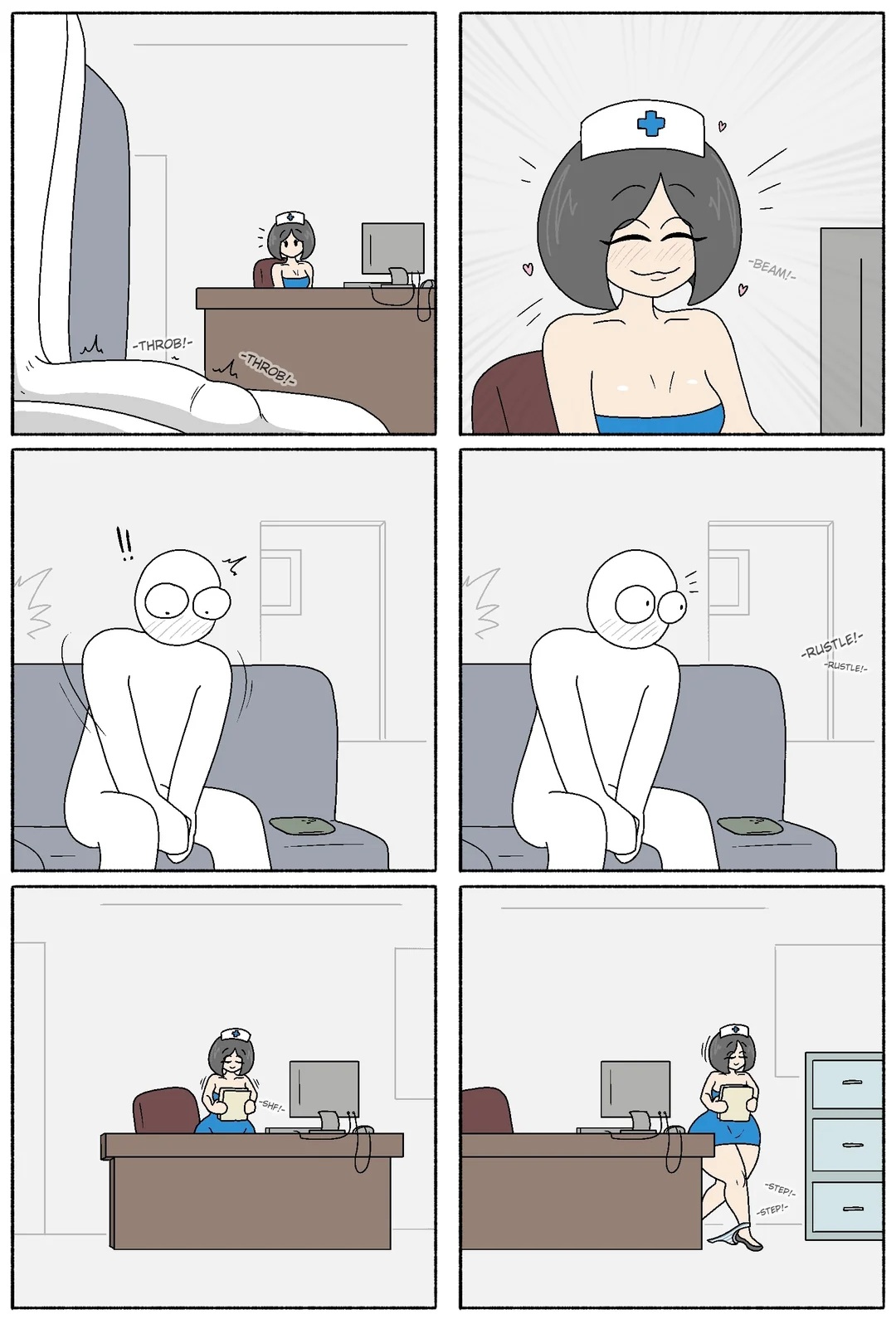 anon, ass, big ass, big hips, big penis, bulge, bulge through clothing, comic, comic page, discarded clothing, discarded panties, discarded underwear, doctorloops, happy, hearts, male, mona (doctorloops), page 4, panties around one leg, penis, veronica and mona
