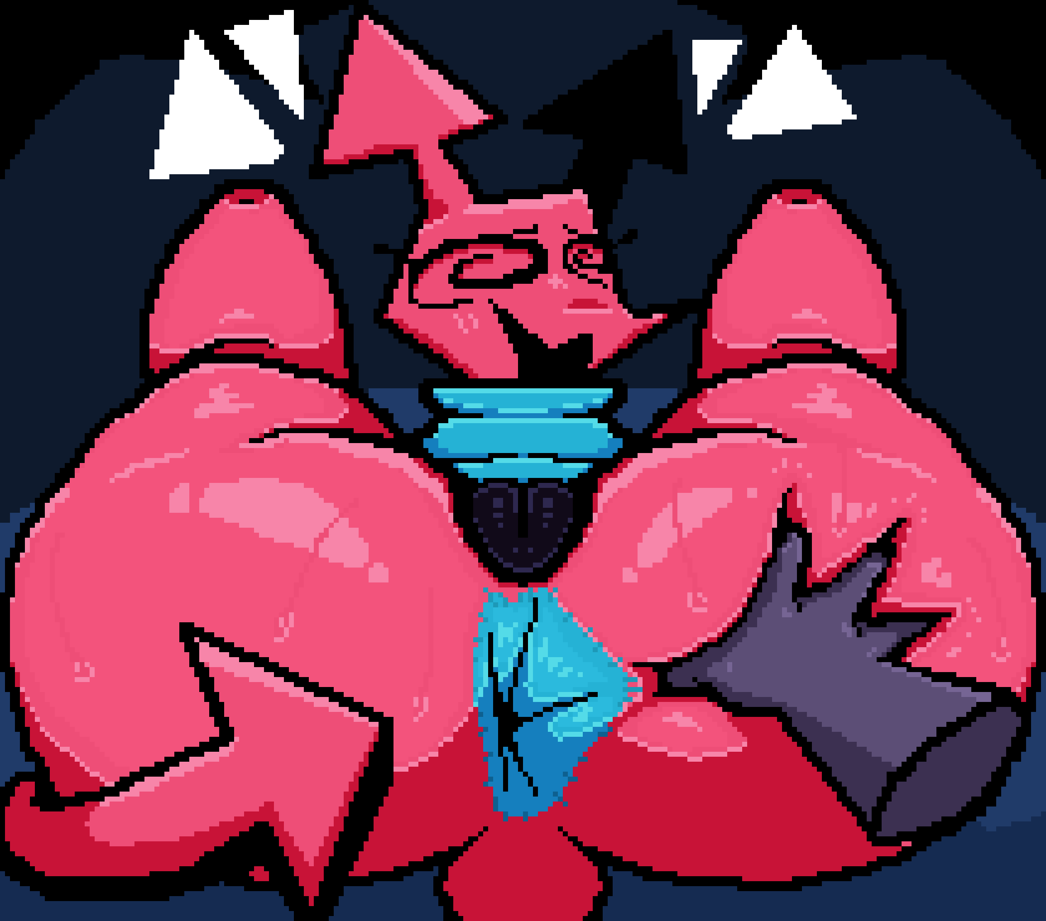 2025 4_fingers aliasing ambiguous_gender anus armless ass big_anus binary_drawing black_eyes blue_anus blue_clothing blue_topwear bodily_fluids bottomless bottomless_female butt_grab camel_toe clothed clothing darkner deltarune digital_drawing_(artwork) digital_media_(artwork) disembodied_hand duo eocvevo eyelashes female fingers genitals glistening glistening_anus glistening_butt glistening_genitalia glistening_pussy grey_hands hand_on_butt hi_res legs_up lewdyant maebari open_mouth open_smile pink_body pink_butt pink_tail pussy shaded short_tail smile spiral_eyes spread_butt spreading sweat sweaty_butt tail thick_thighs topwear undertale_(series) virovirokun wide_hipped_female wide_hips