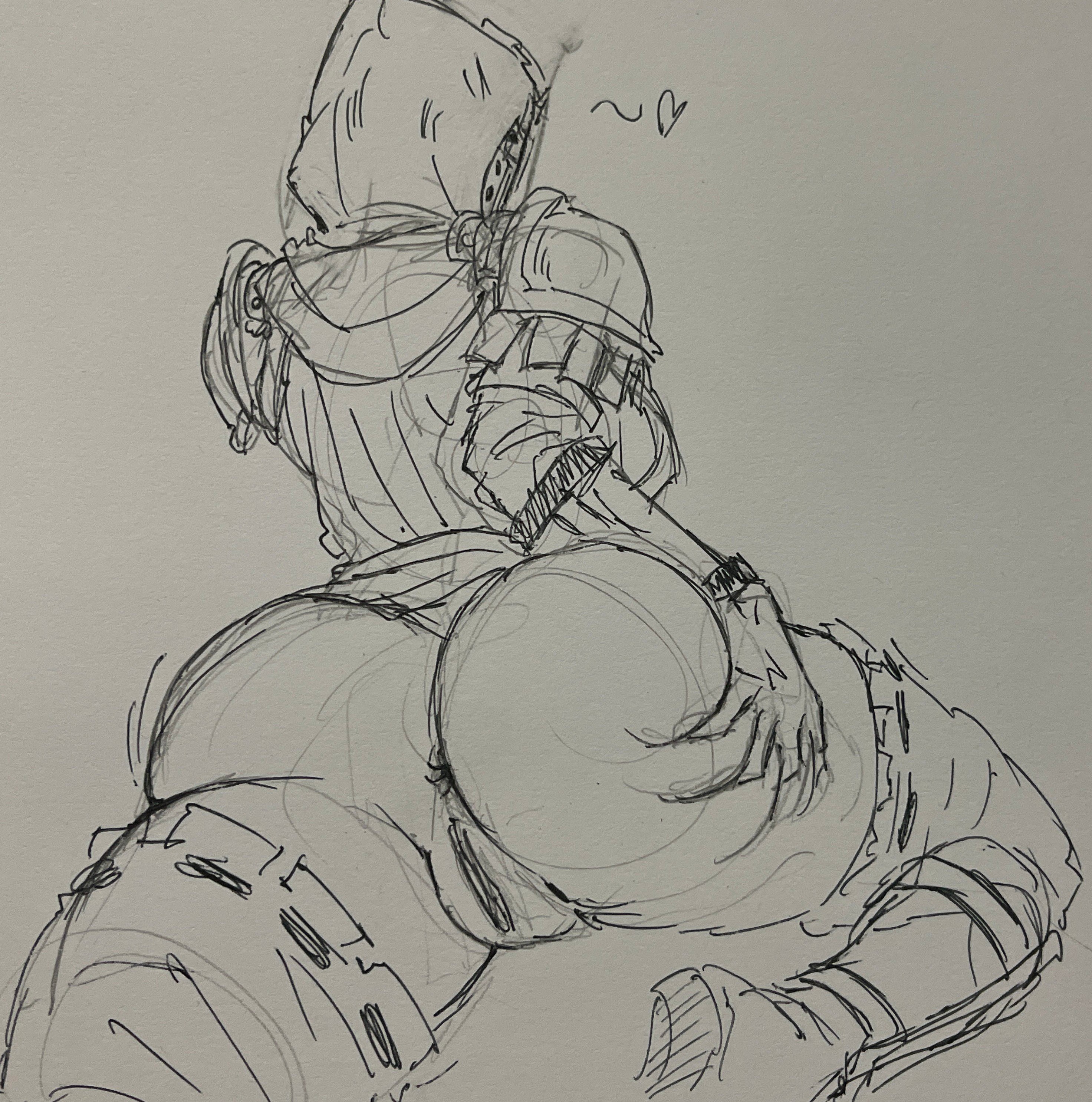 1girls, 2d, anus, ass, back view, breasts, fat ass, female, female only, for honor, giant ass, gigantic ass, grabbing ass, heart, helmet, huge ass, humble shark, large ass, mask, masked, masked female, medieval, monochrome, peacekeeper (for honor), pussy, pussy exposed, solo, solo female, stockings