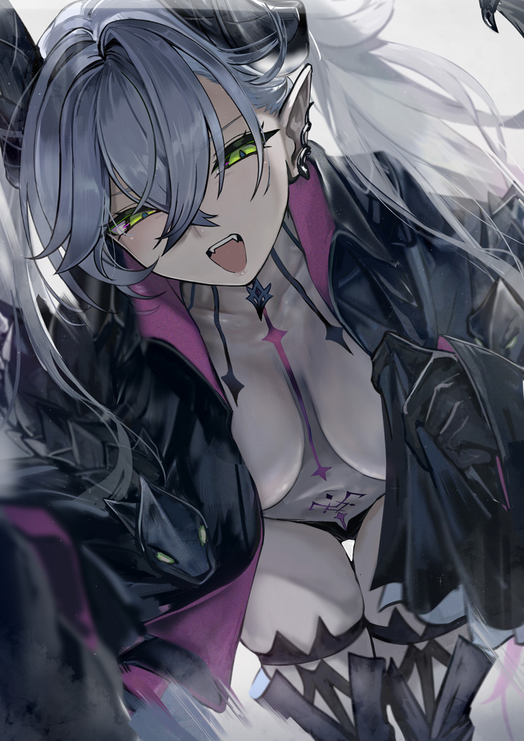 breasts, cleavage, fate (series), fate/grand order, female, female only, lilith (fate), no bra, open clothes, walzrj