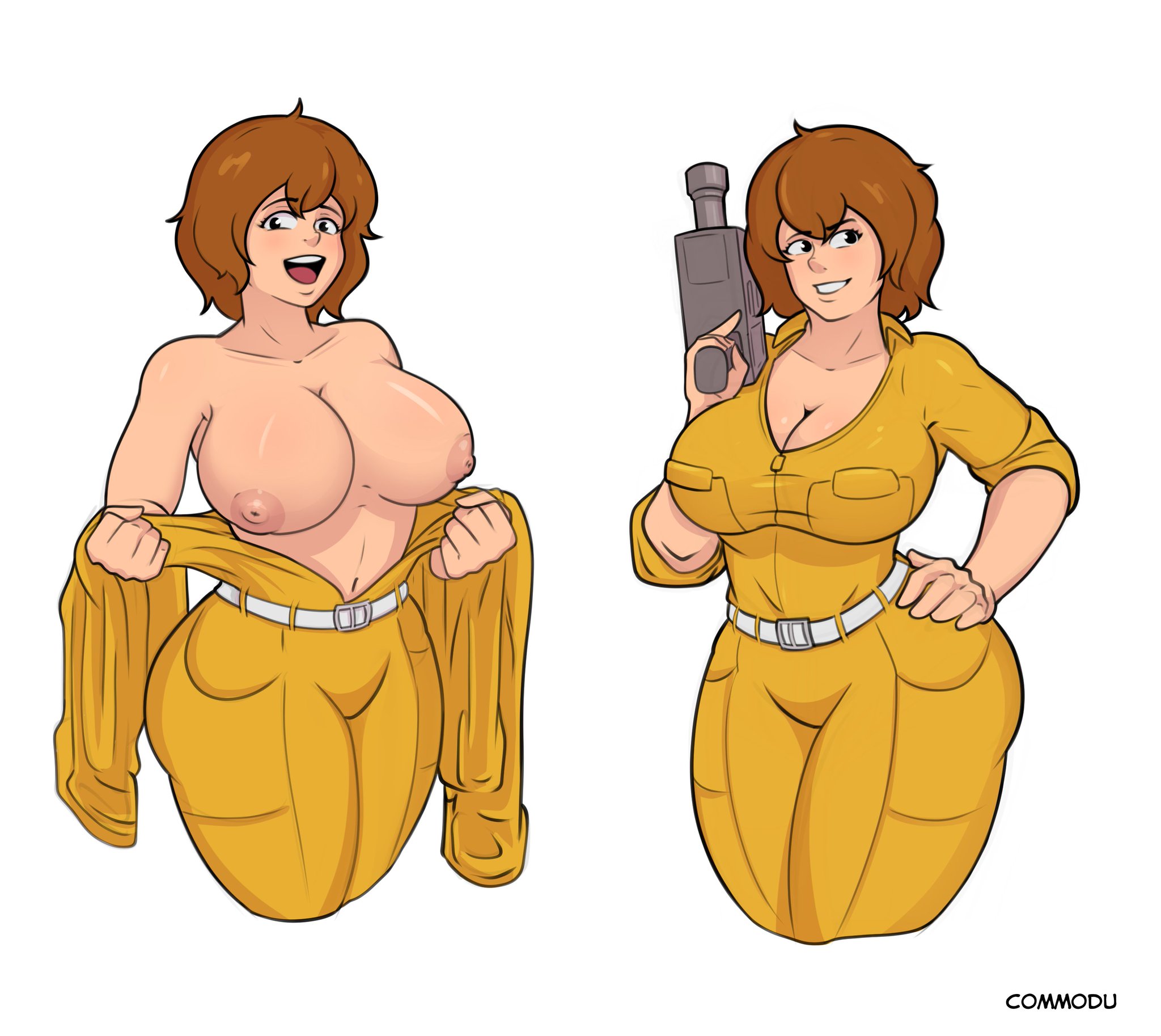 1girls, april o'neil, april o'neil (tmnt 1987), areolae, ass, big ass, big breasts, big thighs, breasts, bust, busty, chest, commodu, curvaceous, curvy, curvy figure, female, going commando, hips, hourglass figure, huge ass, huge breasts, huge thighs, human, large ass, large breasts, large thighs, legs, light skin, light-skinned female, mature, mature female, naked under clothes, navel, nipples, slim waist, teenage mutant ninja turtles, teenage mutant ninja turtles (1987), thick, thick hips, thick legs, thick thighs, thighs, tmnt, tmnt 1987, voluptuous, waist, wide hips, wide thighs