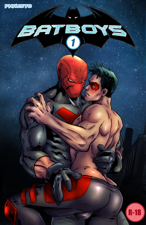 2boys, balls, batman (series), comic, comic cover, dc, dc comics, gay, inseki, jason todd, male, male only, male/male, muscular, muscular male, phausto, red hood (dc), red robin, tim drake, uncensored, yaoi