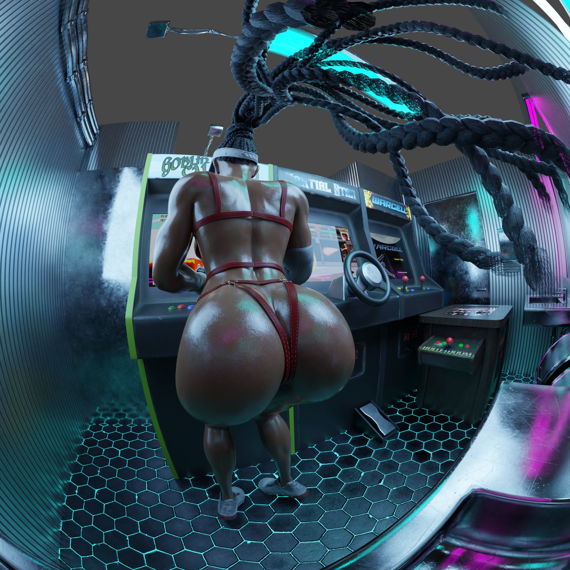 1girls, 3d, african, african female, arcade, ass, big ass, black hair, braid, braided hair, bubble ass, bubble butt, capcom, dark skin, dark-skinned female, female, female only, kimberly jackson, lacoux3d, solo, street fighter, street fighter 6