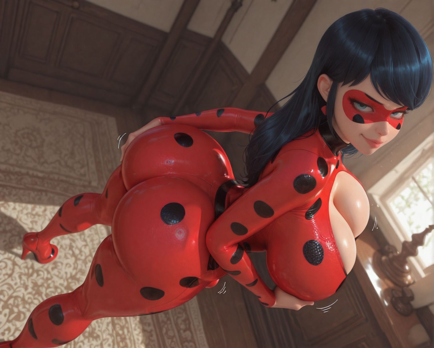 ai generated, big ass, big breasts, big penis, curvy, dickgirl, futanari, huge ass, huge breasts, huge cock, kyuro69, ladybug (character), latex, marinette, marinette cheng, marinette dupain-cheng, miraculous ladybug, miraculous: tales of ladybug and cat noir, tagme