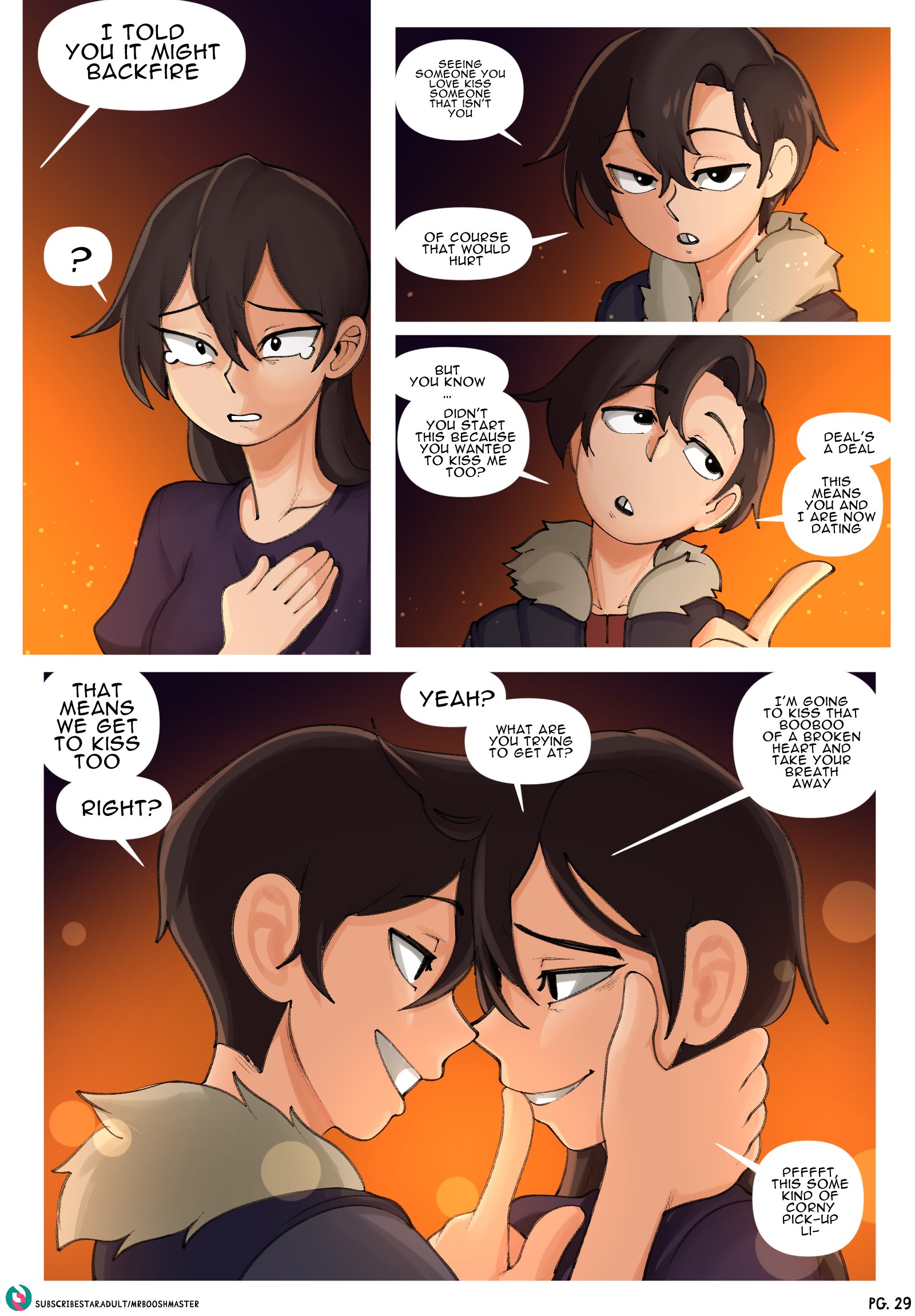 1futa, 1girls, comic, dialogue, futa on female, futanari, imminent kiss, mrbooshmaster, polyamory, polygamy, romance, sarah (mrbooshmaster), willow (mrbooshmaster)