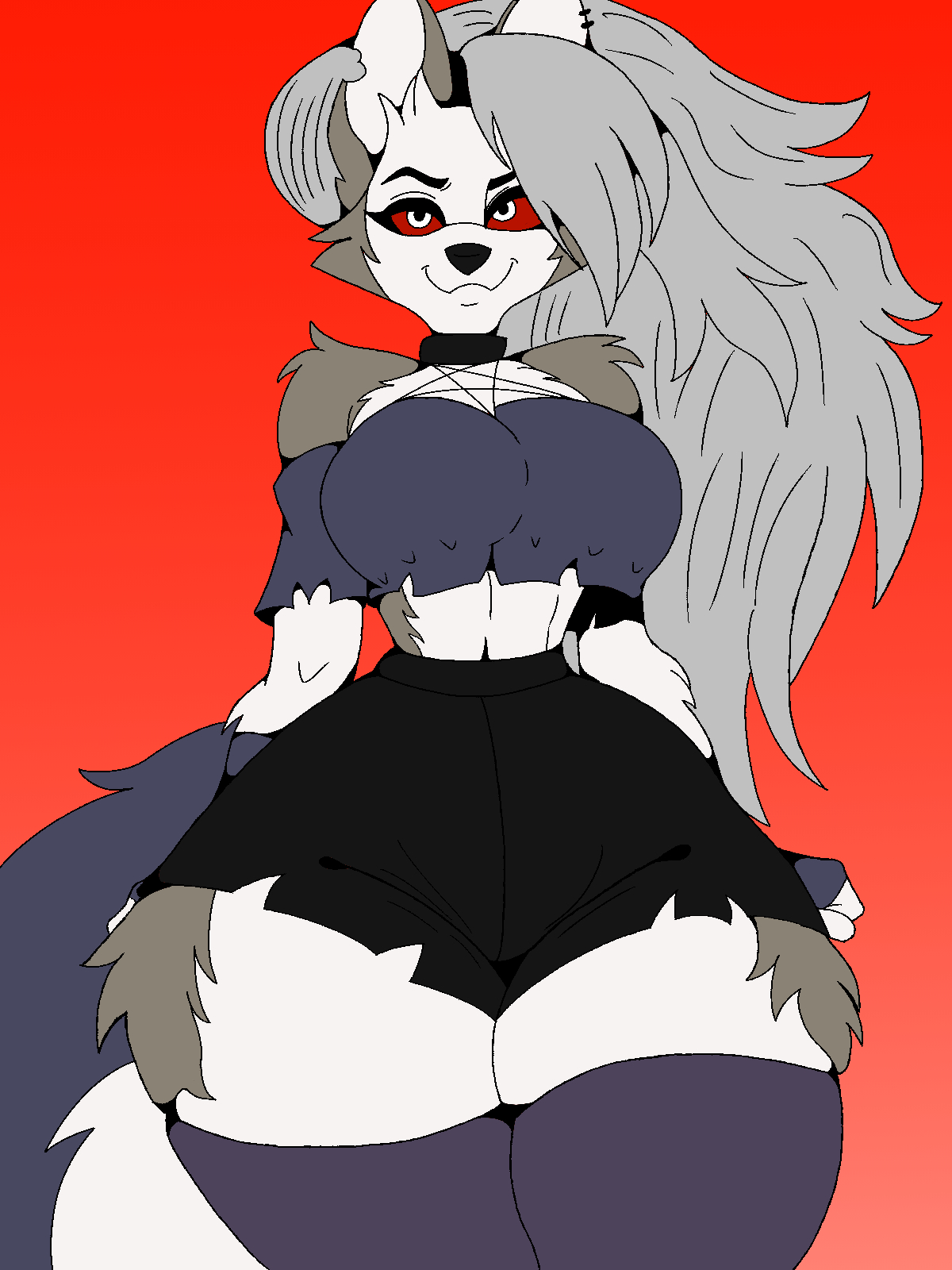 baggen683, beautiful, beautiful female, big breasts, curvy, curvy body, curvy female, curvy figure, digital art, fanart, female, furry, furry female, girl, helluva boss, loona (helluva boss), sexy, sexy body, sexy female, thick ass, thick hips, thick thighs, wide hips, wide thighs