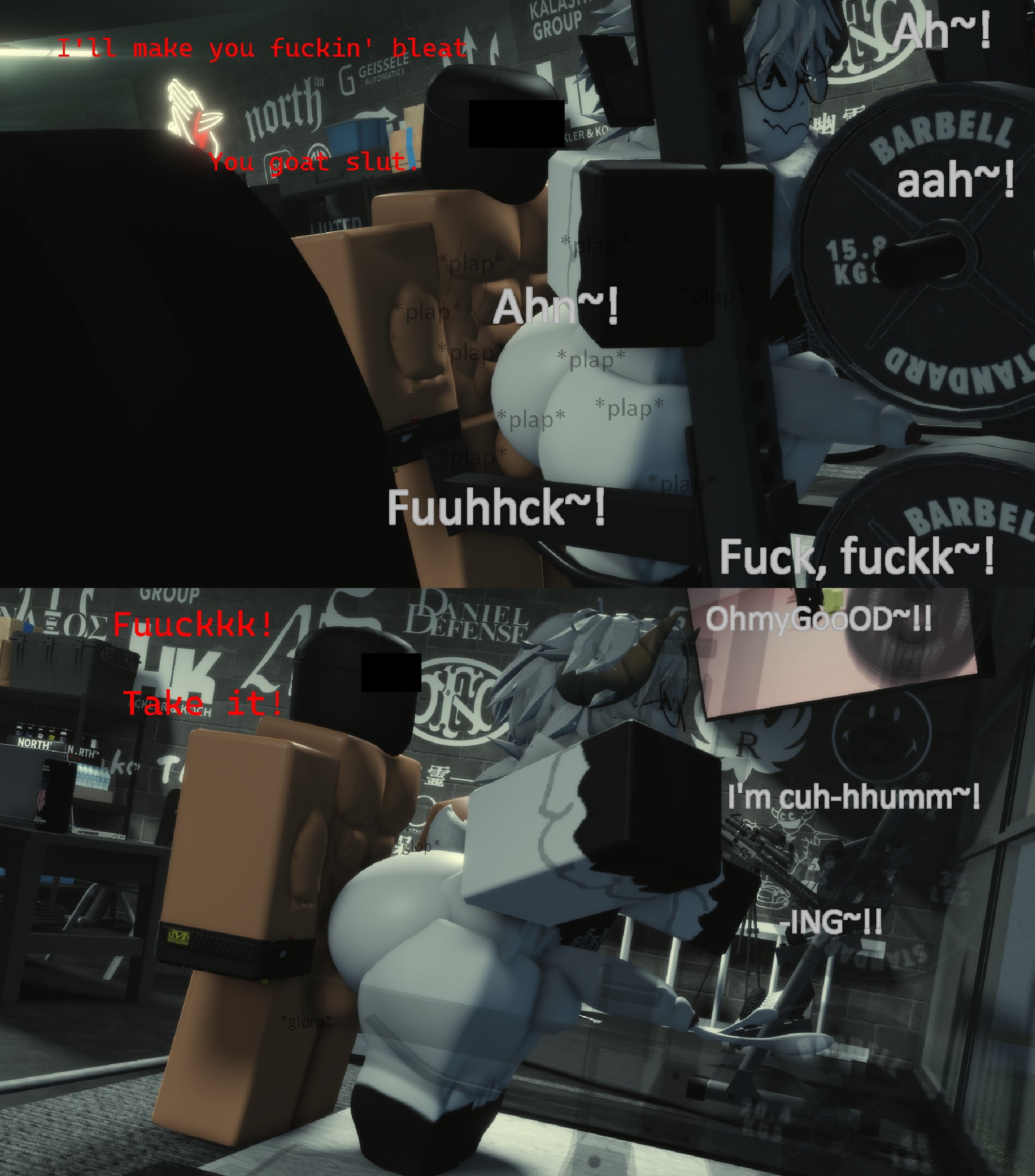 2boys, 3d, anal, ass, balls, big ass, cum, dialogue, english text, gay, goat boy, hibana rr34, male only, noah (hibana rr34), nude, penis, public sex, roblox, roblox avatar, robloxian, tagme, text, thick thighs, thighs
