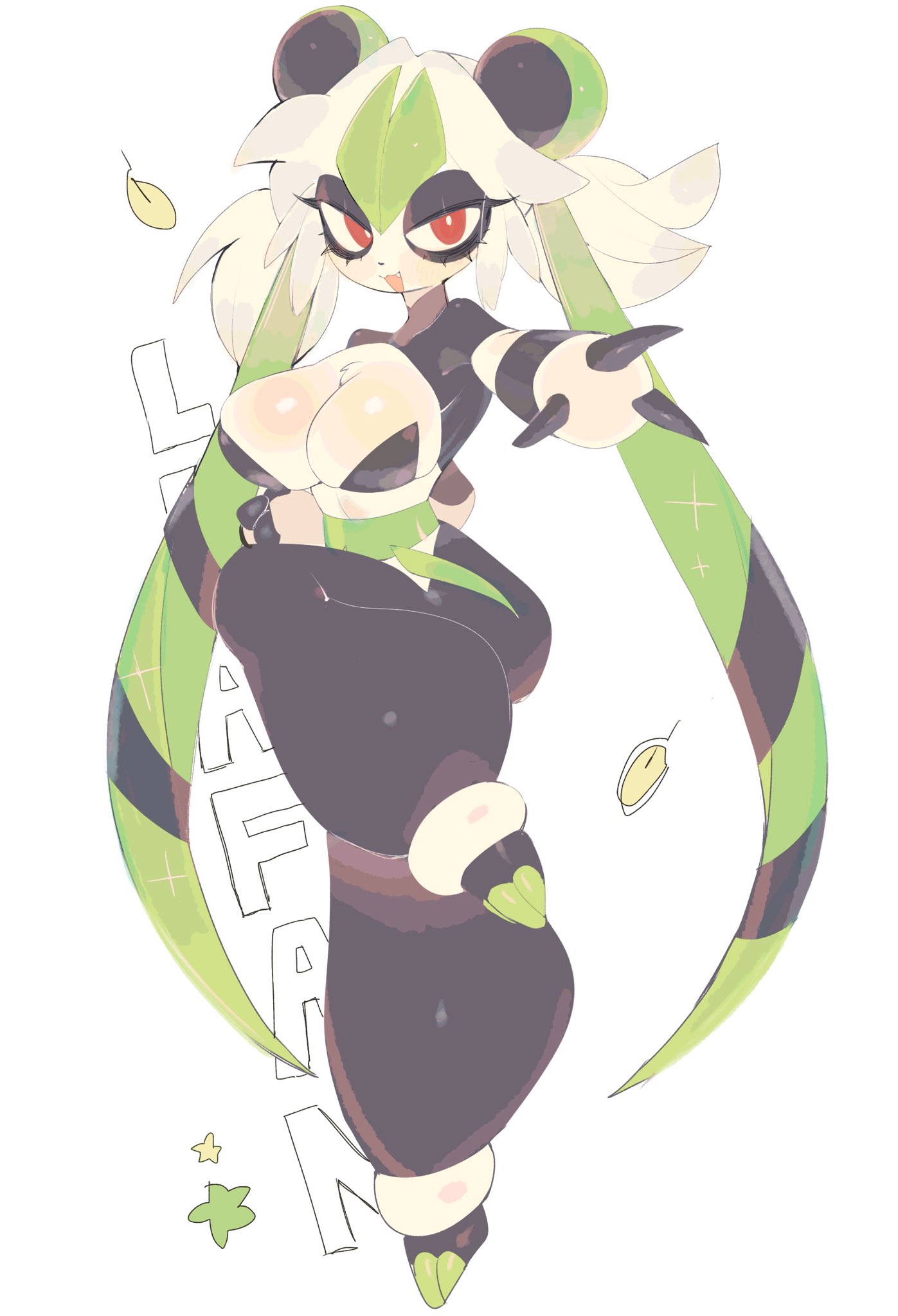 1girls, 2026, accessory, anthro, anthro only, armband, ass, bear, big ass, big breasts, big thighs, black and white body, black and white clothing, black and white fur, black body, black fur, breasts, female, fighting pose, fingers, genitals, giant panda, glistening, hair, hair accessory, hairband, hi res, huge ass, huge thighs, leaf, leafan (pal), multicolored body, multicolored fur, muscular, muscular female, narrowed eyes, navel, pal (species), palmorph, palworld, panda, panda girl, pocketpair, pose, red eyes, round ears, sash, simple background, solo, thick thighs, two tone body, two tone fur, usa37107692, white body, white fur, wide hips, wraps