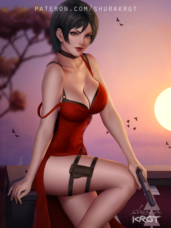 ada_wong ada_wong_(caroline_ribeiro) big_breasts breasts cleavage clothed female female_only large_breasts looking_at_viewer resident_evil resident_evil_4 shurakrgt solo