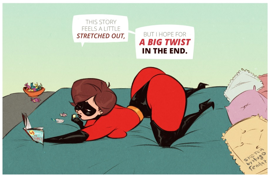 armwear, ass, big ass, black boots, bodysuit, boots, clothed, clothing, costume, curvy, disney, elastigirl, eyewear, female, footwear, fully clothed, gloves, handwear, helen parr, huge ass, huge butt, hugotendaz, legwear, mask, milf, pixar, plump, short hair, smooth skin, solo, text, the incredibles, thick thighs, thigh boots, wide hips