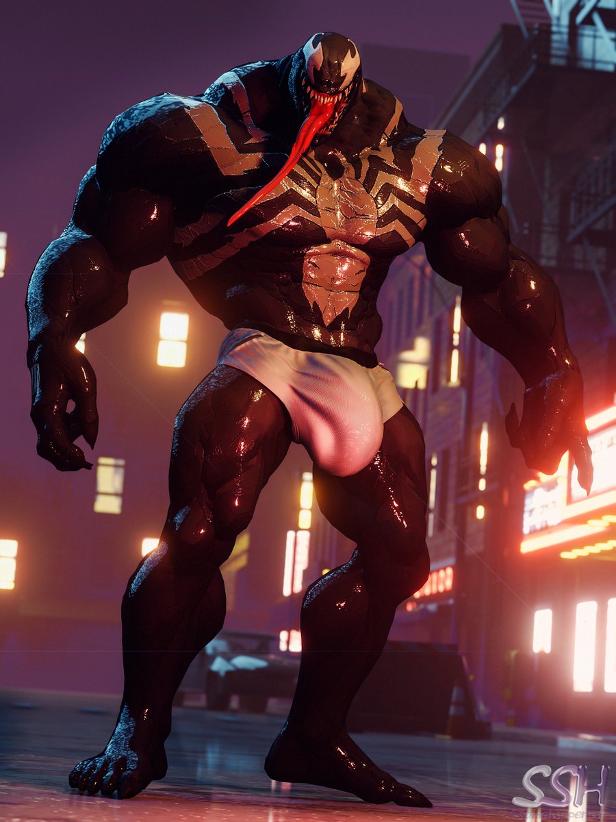 3d, big penis, black skin, bulge, gay, huge cock, long tongue, male, marvel, marvel comics, marvel rivals, muscular, muscular male, penis, solo, solo focus, solo male, somehappened, symbiote, thick penis, venom, venom (marvel rivals), venom (marvel), white boxers, white underwear