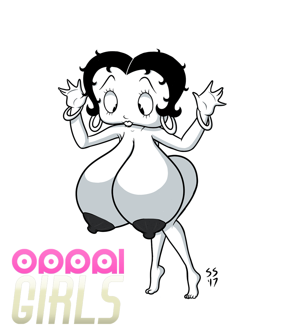 alternate_breast_size betty_boop breasts dustindemon huge_breasts knees_together_feet_apart oppai_girls partially_colored text tiptoes white_background