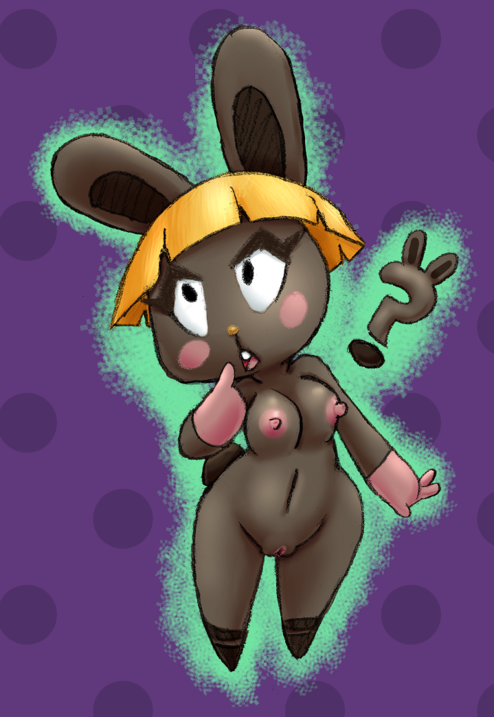 2015 3_fingers ? animal_crossing anthro biped black_body black_eyes blonde_hair blush bonbon_(animal_crossing) breasts brown_body brown_nose brown_pussy brown_tail buckteeth clitoris collaboration color_edit colored confusion crown dotted_background edit eyelashes eyeliner featureless_feet female front_view full-length_portrait fur furry furry_only gloves_(marking) hair hand_on_hip hi_res lagomorph looking_up makeup mammal markings medium_breasts multicolored_body nintendo nipples nude one_eye_closed open_mouth outline pattern_background pink_body pink_nipples portrait praiz purple_background pussy rabbit short_hair short_tail shortstack simple_background socks_(marking) solo soubriquetrouge sparkle spread_legs spreading standing stripes tail teeth video_games wide_hips wide_stance wink