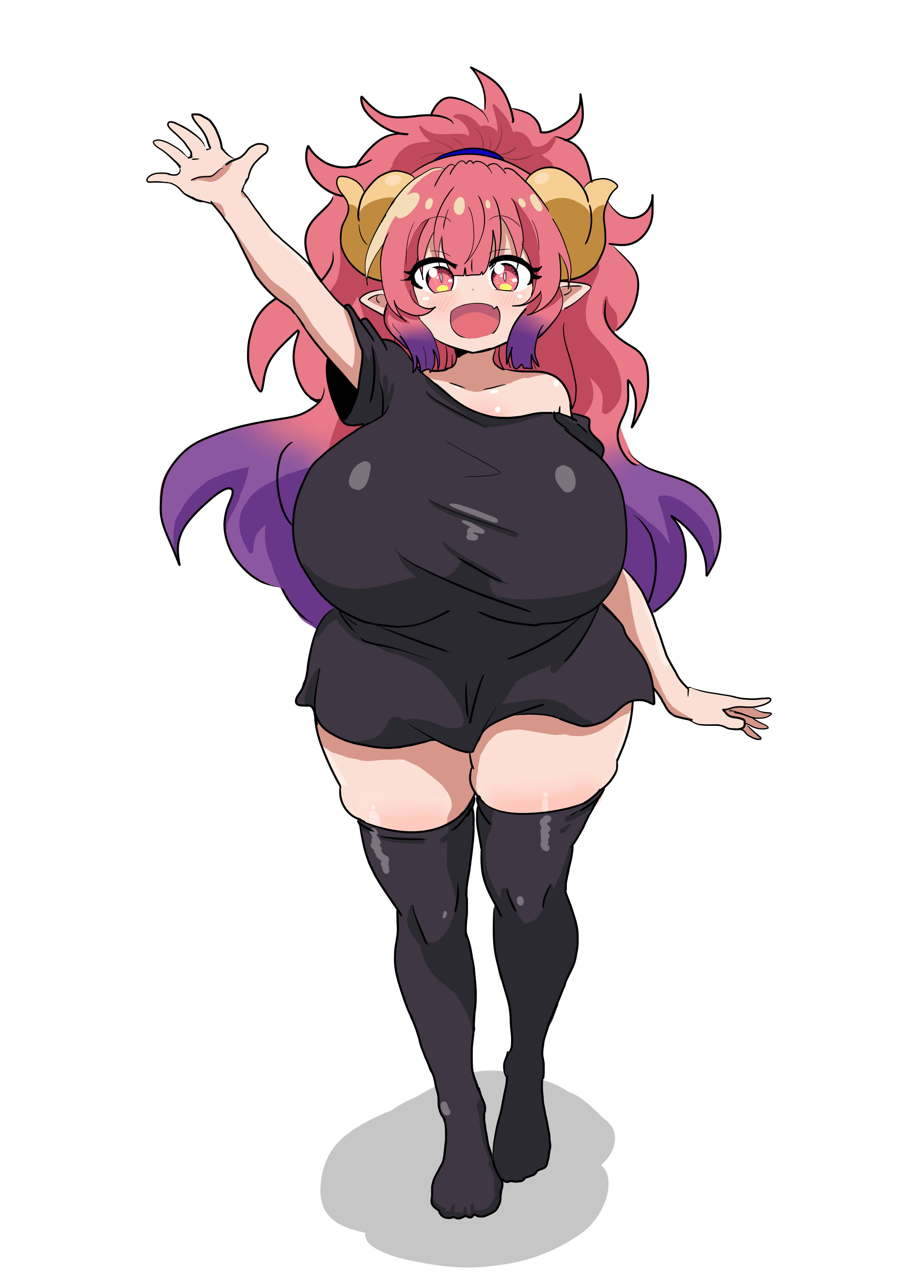 1girls, breasts, curvy, female, huge breasts, ilulu (dragon maid), looking at viewer, miss kobayashi's dragon maid, shortstack, smile, tagme, voluptuous, yami neko
