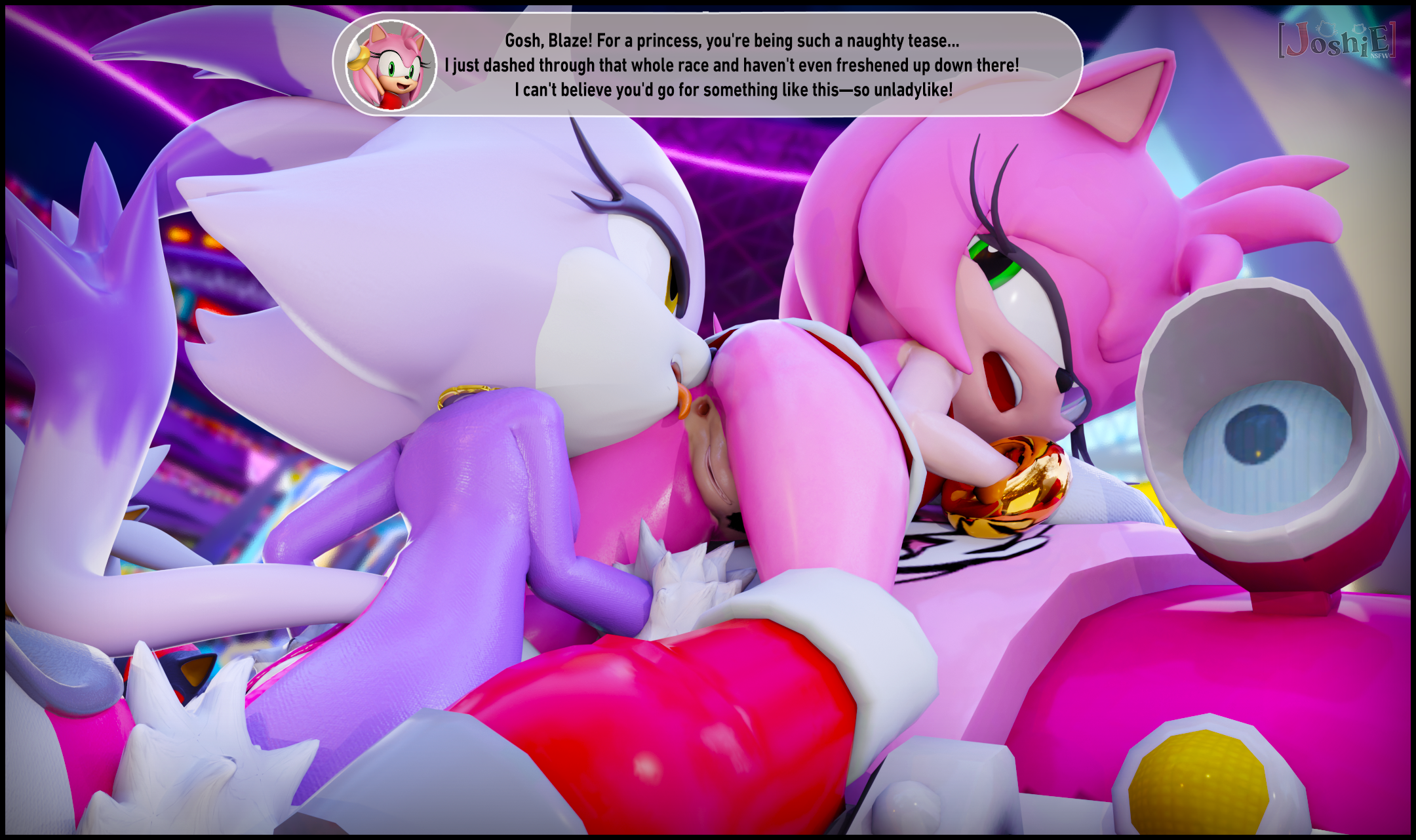 2girls, 3d, amy rose, anal, anal licking, anal sex, anilingus, anthro, bed, bent over, bent over car, blaze the cat, blender, blender (software), box, breasts, closed eyes, dialogue, dubious consent, eyelashes, felid, feline, felis, female, female/female, foreplay, hedgehog, joshiensfw, looking back, moaning, on model, open mouth, outercourse, pink fur, public, public exposure, public nudity, public sex, purple fur, racing, rimjob, rimming, rimming female, sonic (series), sonic racing crossworlds, sonic the hedgehog (series), stadium, sweaty, watching sex, yuri