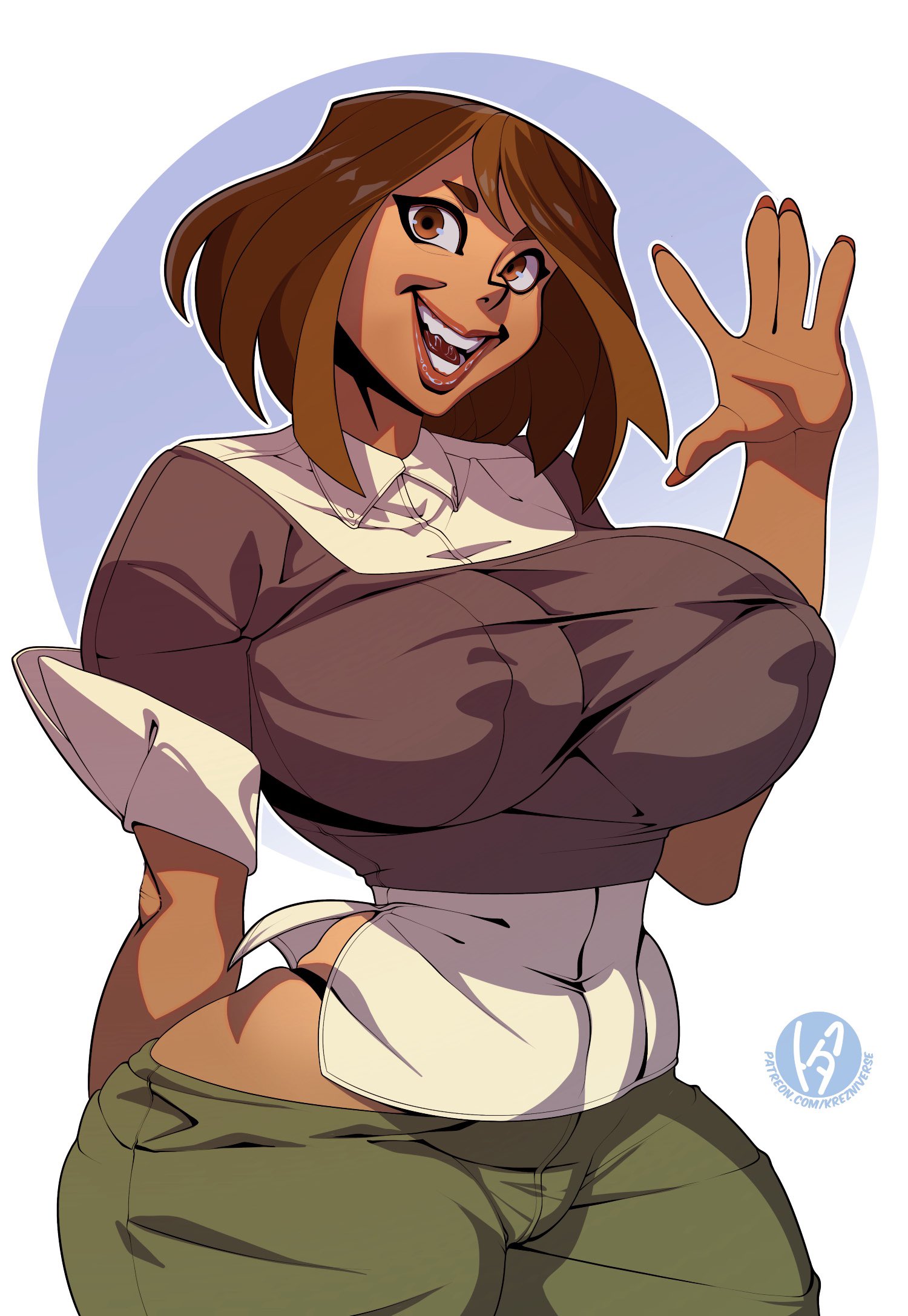 1girls, 2d, asymmetrical breasts, breasts, brown body, brown skin, brown skinned female, courtney (tdi), erect nipples, female, female focus, female only, krezniverse, nipple bulge, tagme, total drama island