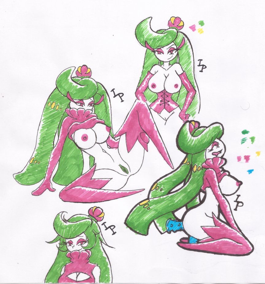 1girls, alternate outfit, anal, anal sex, areolae, ass, bare shoulders, belly, big breasts, breasts, cleavage, clitoris, clothing, corset, crown, dildo, double penetration, drooling, erect nipples, eyelashes, feet, female, female only, green hair, green pussy, green skin, half-closed eyes, holding, humanoid, ilustretsspoks, kneeling, leg grab, leg up, long hair, looking at viewer, looking up, masturbation, mostly nude, navel, nintendo, nipples, open mouth, penetration, plant, pokemon, pokemon sm, pussy, red eyes, saliva, sex toy, shirt, shirt lift, sideboob, sitting, sketch, smile, solo, spread legs, spreading, text, thighhighs, thin waist, tongue, tsareena, vaginal penetration, watermark, white background, white skin, wide hips