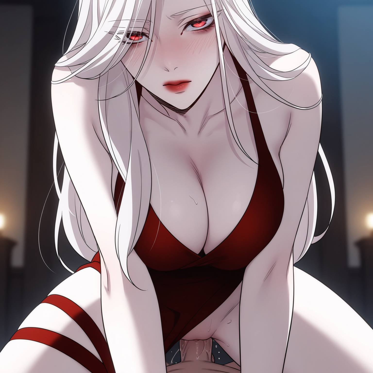 1boy, 1boy1girl, 1boys, ahegao ai, ai generated, cowgirl position, eleceed, female, female focus, gestella, penis, penis in pussy, sex, sexy, sexy body, sexy clothing, sexy female, sexy pose, straight, white hair