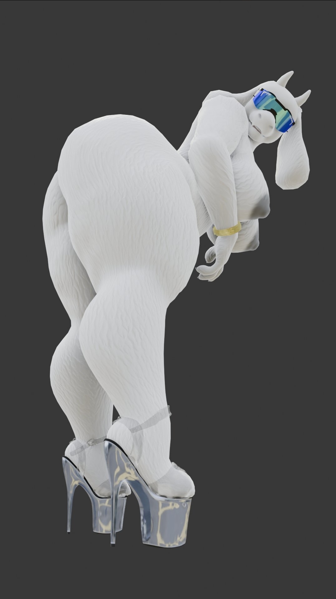 3d, big ass, big breasts, blender, completely nude female, glasses, goat girl, gold collar, high heels, looking at viewer, milf, sligarthetiger, toriel, undertale