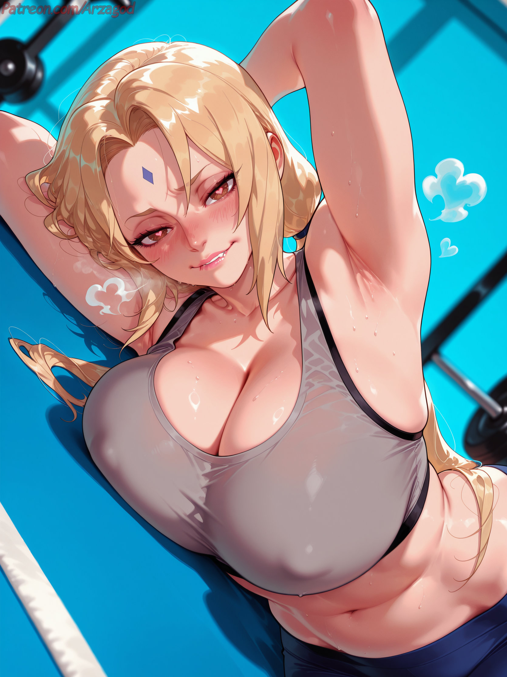 ai generated, arzagod, big breasts, blonde hair, boruto: naruto next generations, brown eyes, female, mature female, milf, naruto, naruto (series), perfect body, short hair, sportswear, tagme, thick thighs, tsunade
