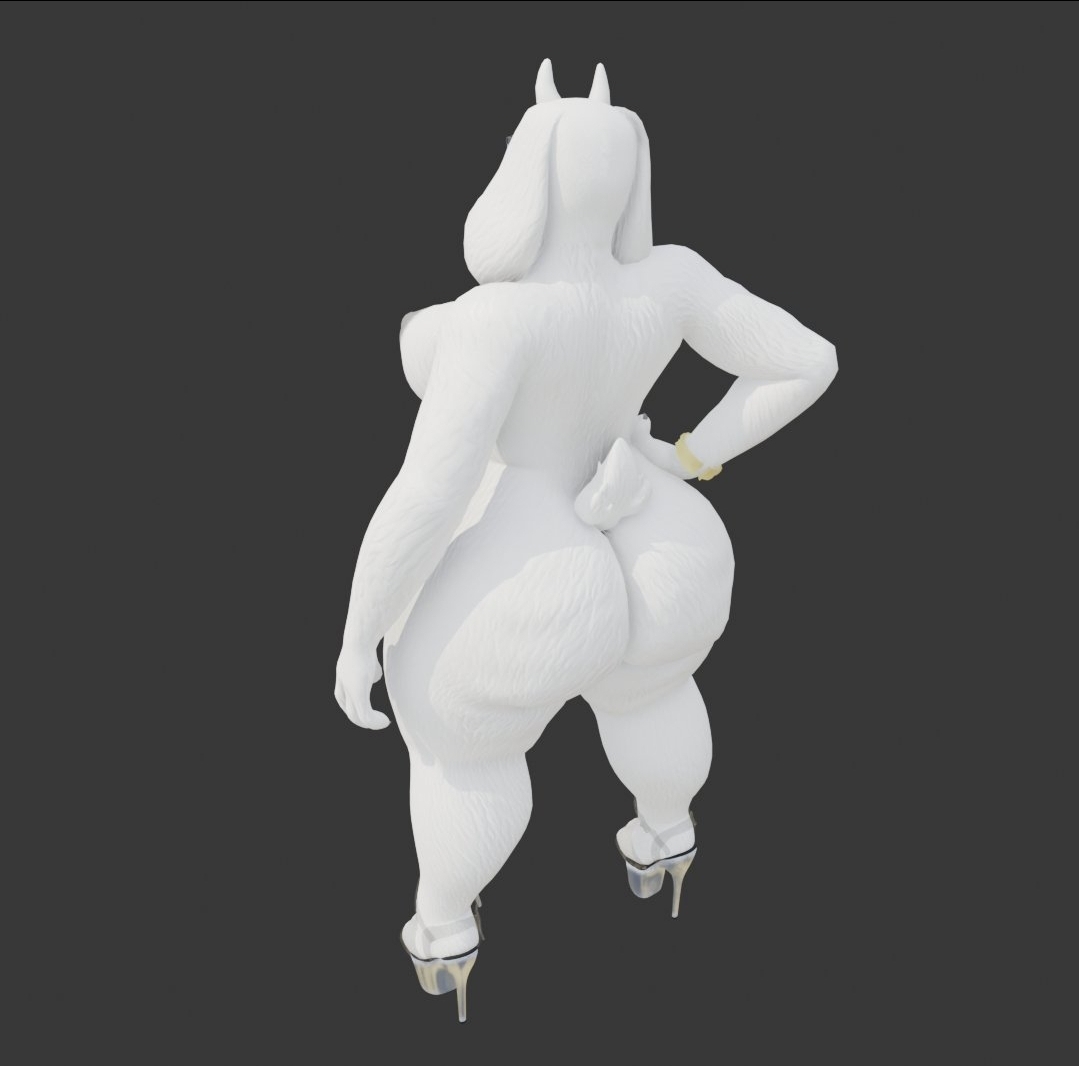 big ass, completely nude female, goat girl, gold bracelet, hand on chest, high heels, milf, sligarthetiger, toriel, undertale