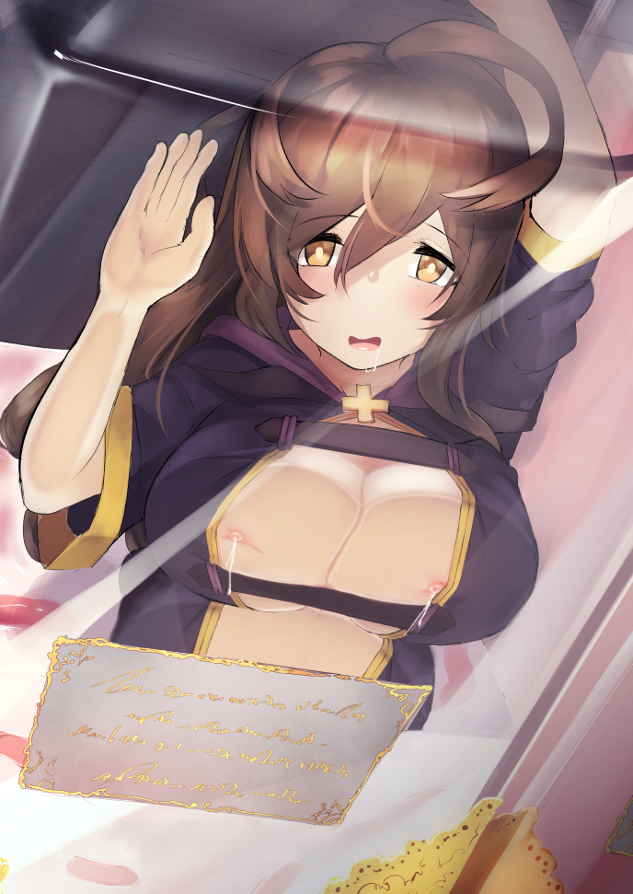 against glass, aquarium, bondage, breasts, clothing, cum, cum bath, drooling, female, femsub, glass, helpless, huge breasts, in container, kono subarashii sekai ni shukufuku wo!, lactation, long hair, mind break, nipples, pregnant, restrained, slave, third-party edit, wiz (konosuba)