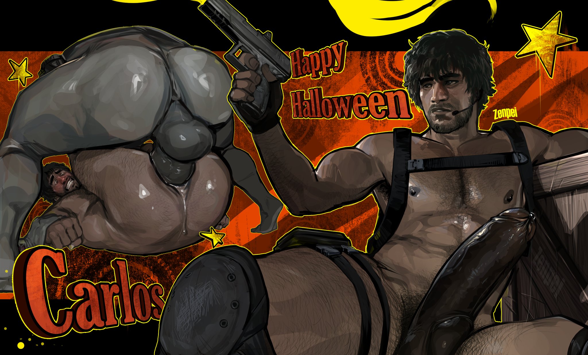 abs, anal, anal sex, ass, balls, bara, biceps, big balls, big penis, capcom, carlos oliveira, dominant, dominant male, domination, erection, gay, gay anal, gay domination, gay sex, halloween, holidays, male, male nipples, male only, male penetrated, male penetrating male, male/male, manly, muscular, muscular male, nipples, nude, pecs, penetration, penis, resident evil, resident evil 3, resident evil 3 remake, sex, yaoi, zenpei
