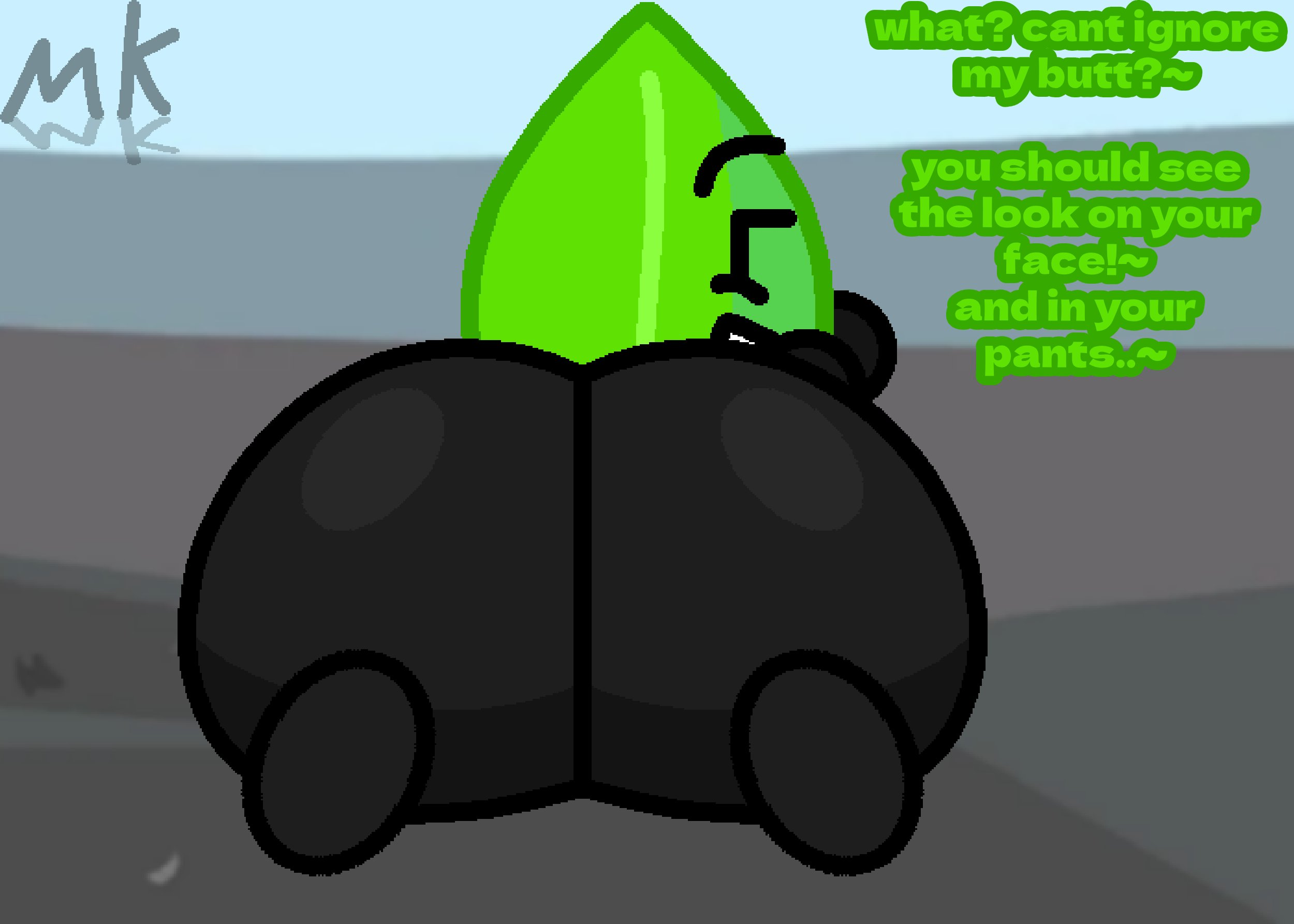ass, battle for bfb, battle for bfdi, battle for dream island, bfb, bfdi, big ass, big ass (female), feet, female, hyper, hyper ass, i suppose its mark, jacknjellify, jnj, leafy (bfdi), looking at viewer, looking back, looking back at viewer, marklimarko, object show, object show community, object shows, osc, talking, talking to viewer, teasing, teasing viewer, teasing with ass