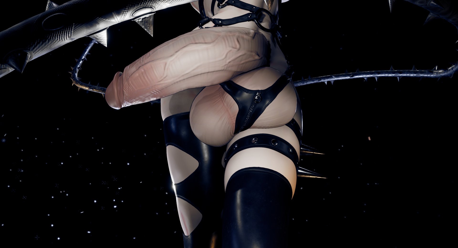 1futa, 3d, balls, clothed, dickgirl, dominatrix, full-package futa, futa only, futanari, huge balls, huge cock, intersex, kaijin hime do-s, one-punch man, penis, thegoldensmurf