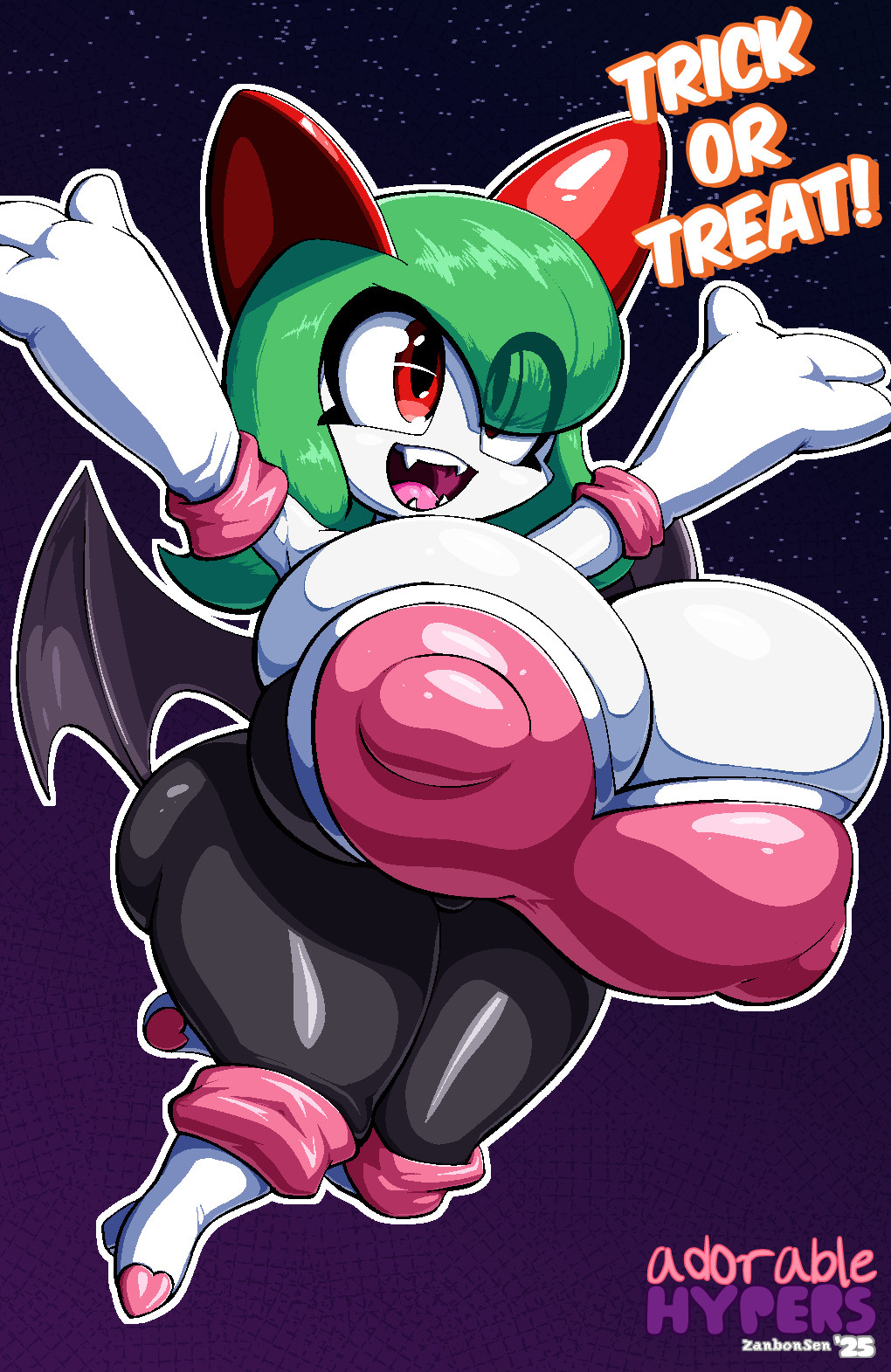 anthro, anthro only, big breasts, breasts, cleavage, dialogue, emillie (zanbonsen), english text, female, female anthro, female only, female pokemon, furry, furry female, furry only, gigantic breasts, hips, huge breasts, kirlia, pokemon, pokemon (species), rouge the bat (cosplay), solo, solo anthro, solo female, solo furry, tagme, thick thighs, thighs, wide hips, zanbonsen