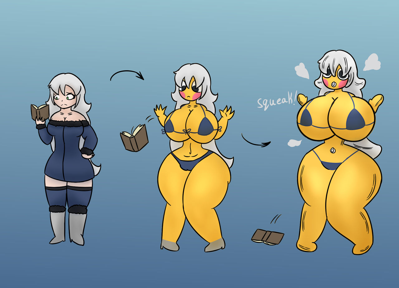 ass expansion, breast expansion, breast growth, breast growth (enlargement), breasts, dorito228, emoji, emoji (race), emojification, female, large breasts, large head, mind control, personality change, round head, strange, transformation, yellow body, yellow skin