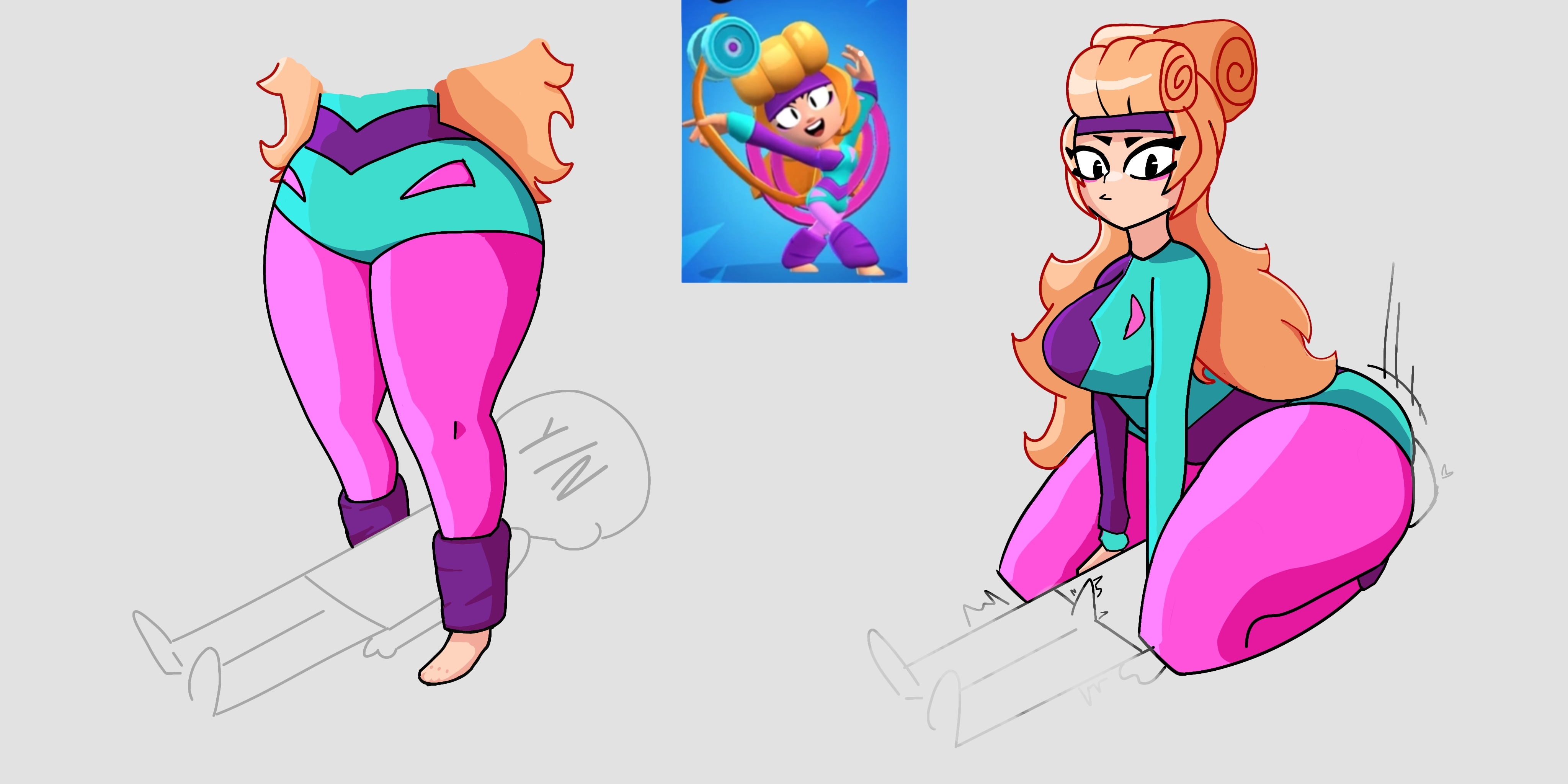 big breasts, big thighs, brawl stars, breasts, charlie (brawl stars), erection, facesitting, female, gym clothes, how i'm tryna die, workout charlie (brawl stars), y/n
