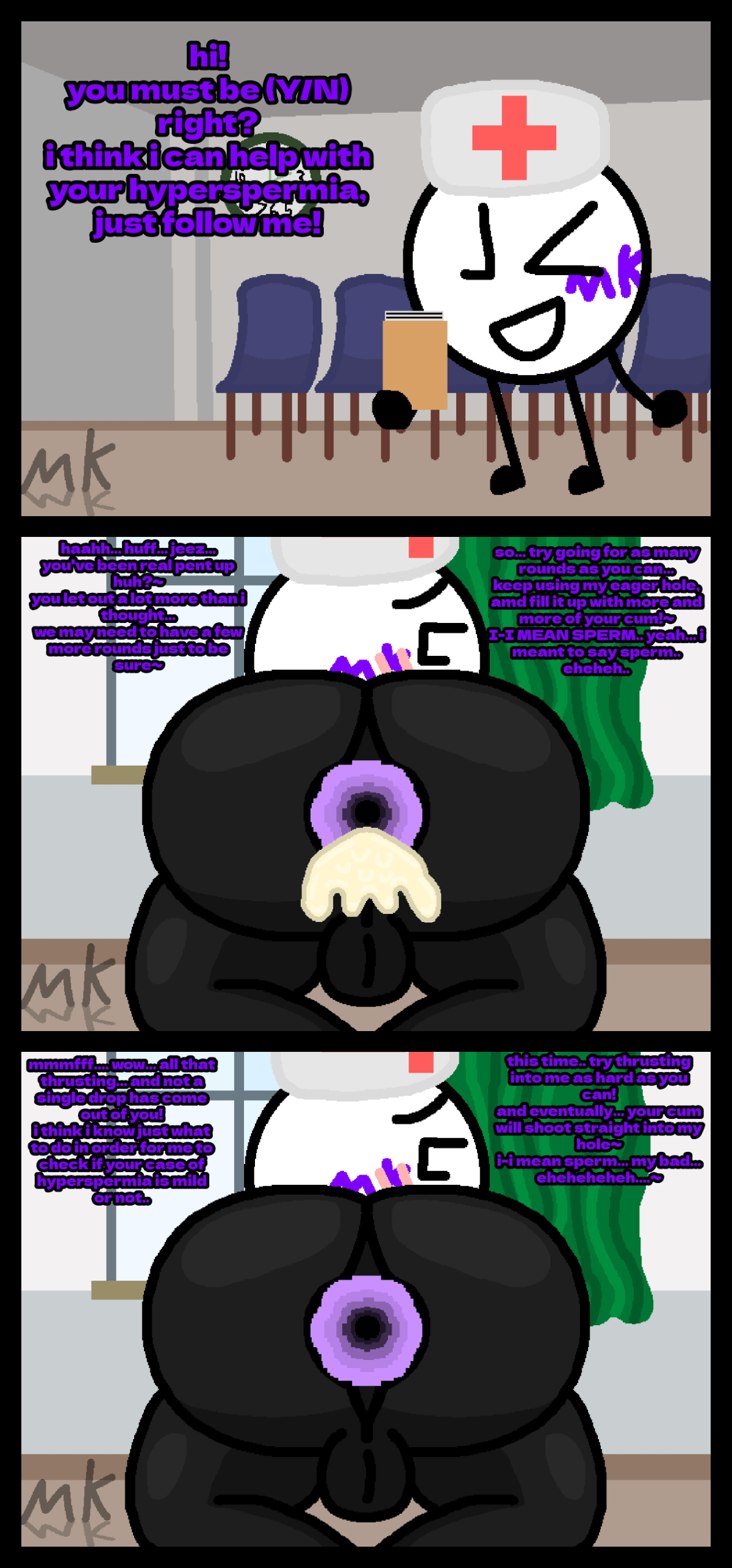 anal, anal sex, ass, backsack, balls, ballsack, big ass, big ass (male), clipboard, comic, cum, cum in anus, cum in ass, donut anus, gaping hole, gay, gay anal, gay male, gay sex, hospital, hospital room, hospital sex, i suppose its mark, male, marklimarko, mk ball (marklimarko), nurse, nurse hat, object shows, sex